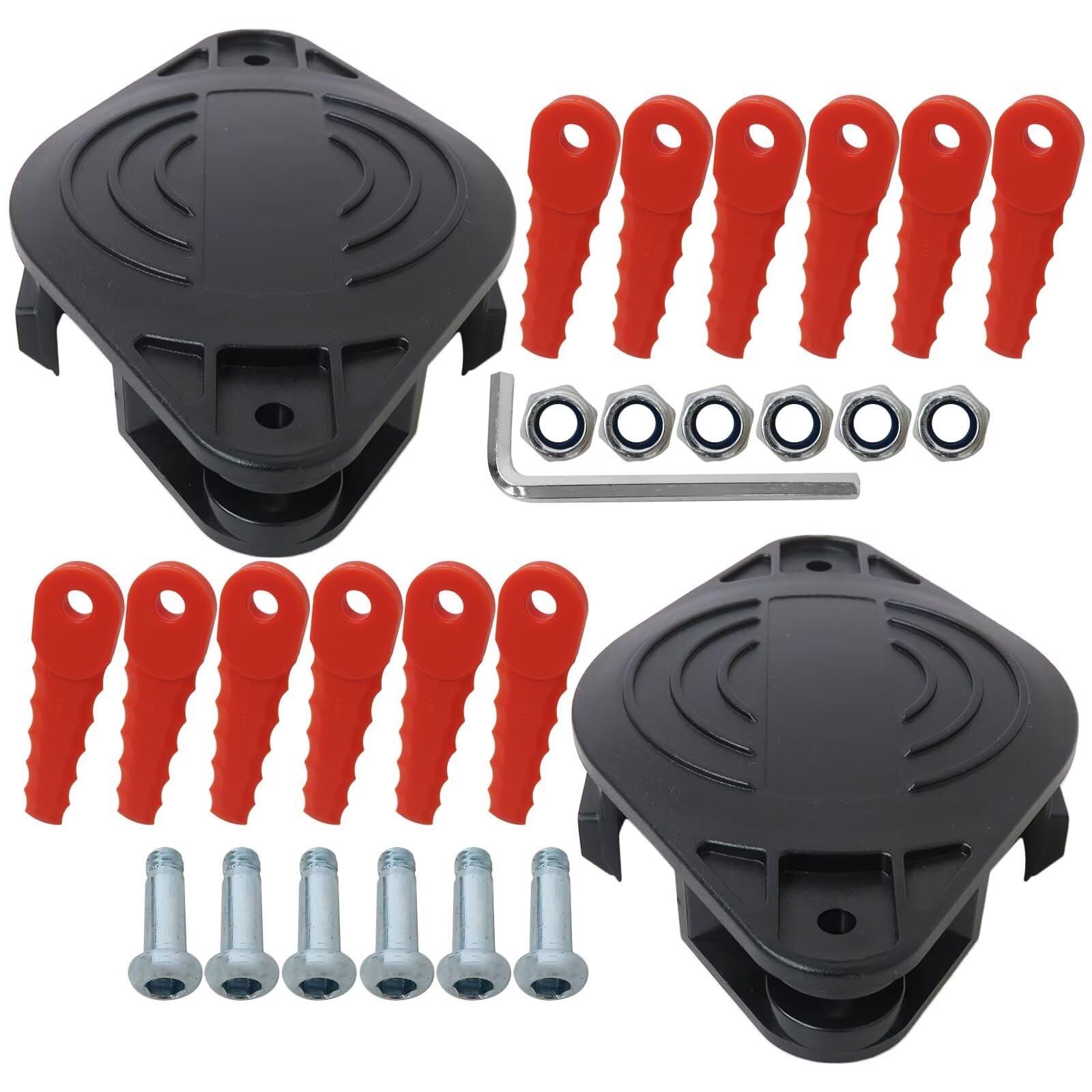 Cabezal de repuesto de policarbonato mejorado (paquete de 2) con 12 cuchillas, compatible con Black Decker String Trimmer LST220, LST201, LST140C, LST136W, LST136B, etc