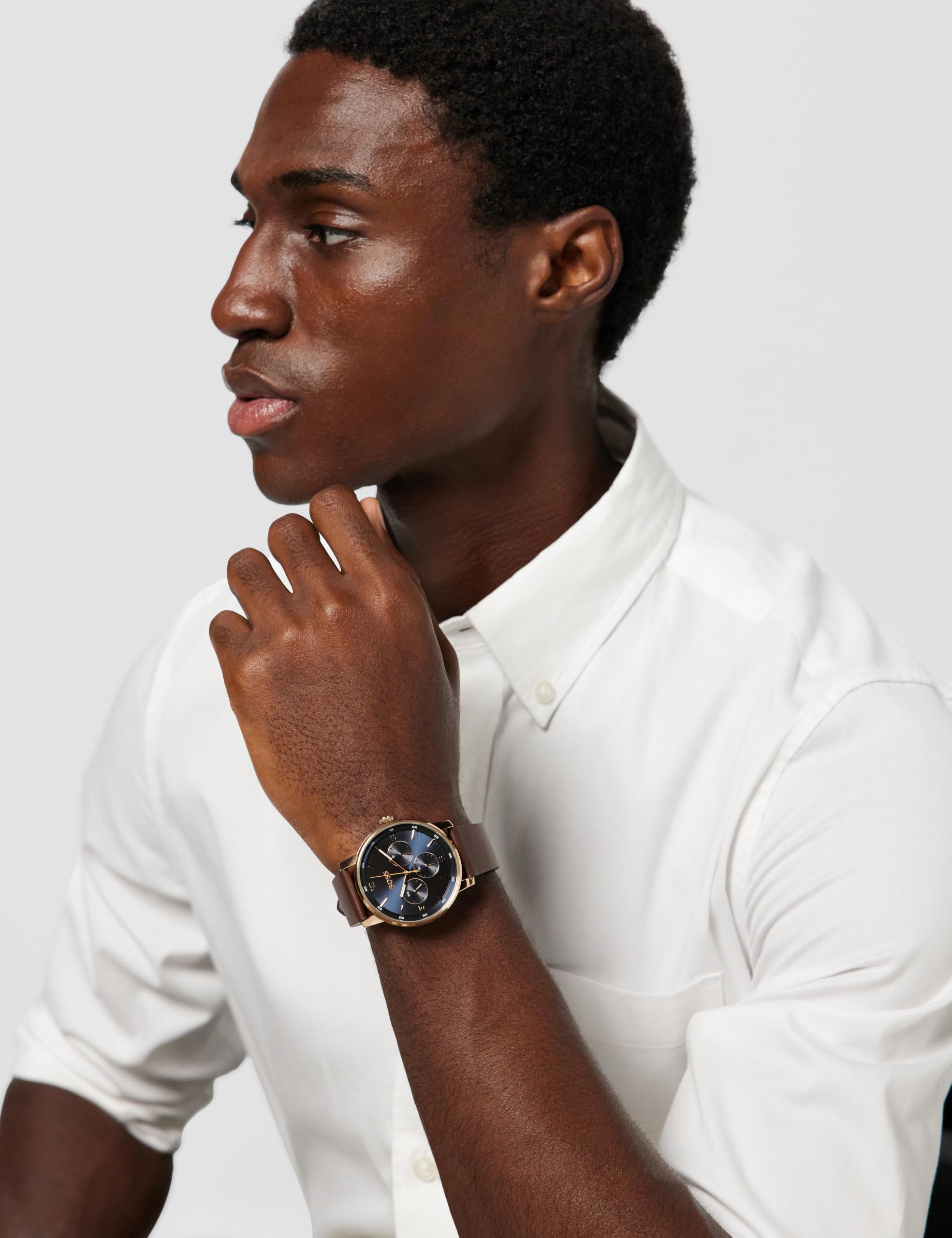 BOSS Multi Zifferblatt Quarz Uhr für Herren Kollektion Contender mit Schwarzem oder Braunem Lederarmband
