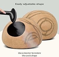 Vista 5 de MEOWFIA Cueva de gato – Cama de fieltro premium para gatos de interior, hecha a mano 100% lana merino, gato (Beige, Mediano)