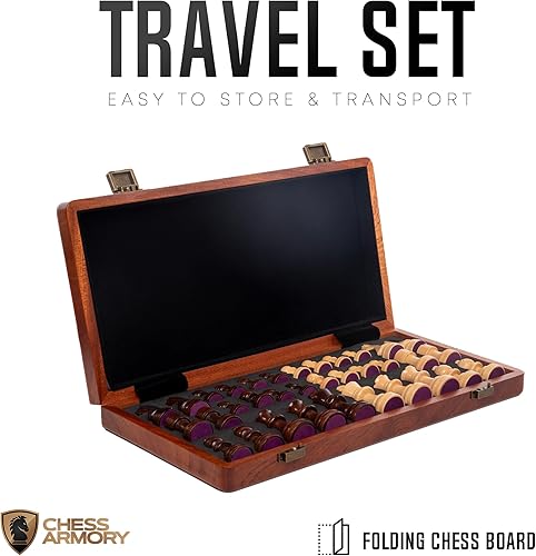 Miniatura 6 de Juego de ajedrez magnético, juego de mesa de madera de primera calidad con una funda de madera portátil y almacenamiento seguro para piezas, juego