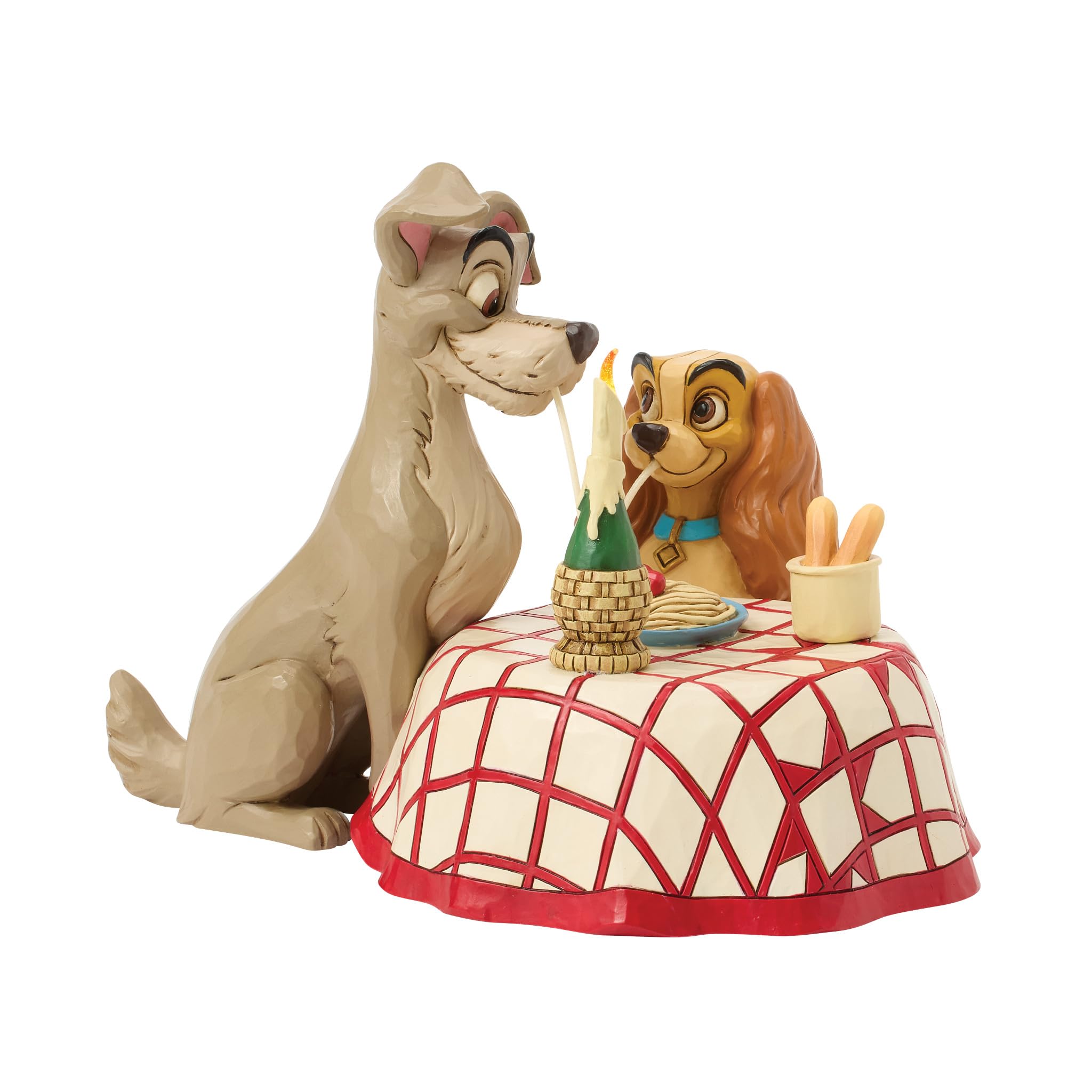 Disney Traditions Figurine à LED Lady and Tramp Scène Spaghetti