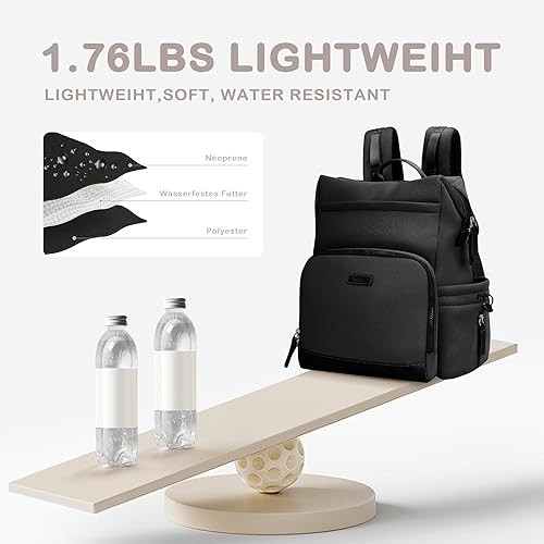 Miniatura 7 de VONAL Mochila de neopreno para pañales con cambiador, mochila de neopreno de gran capacidad de 33 litros con bolsillos aislados, mochila de pañales