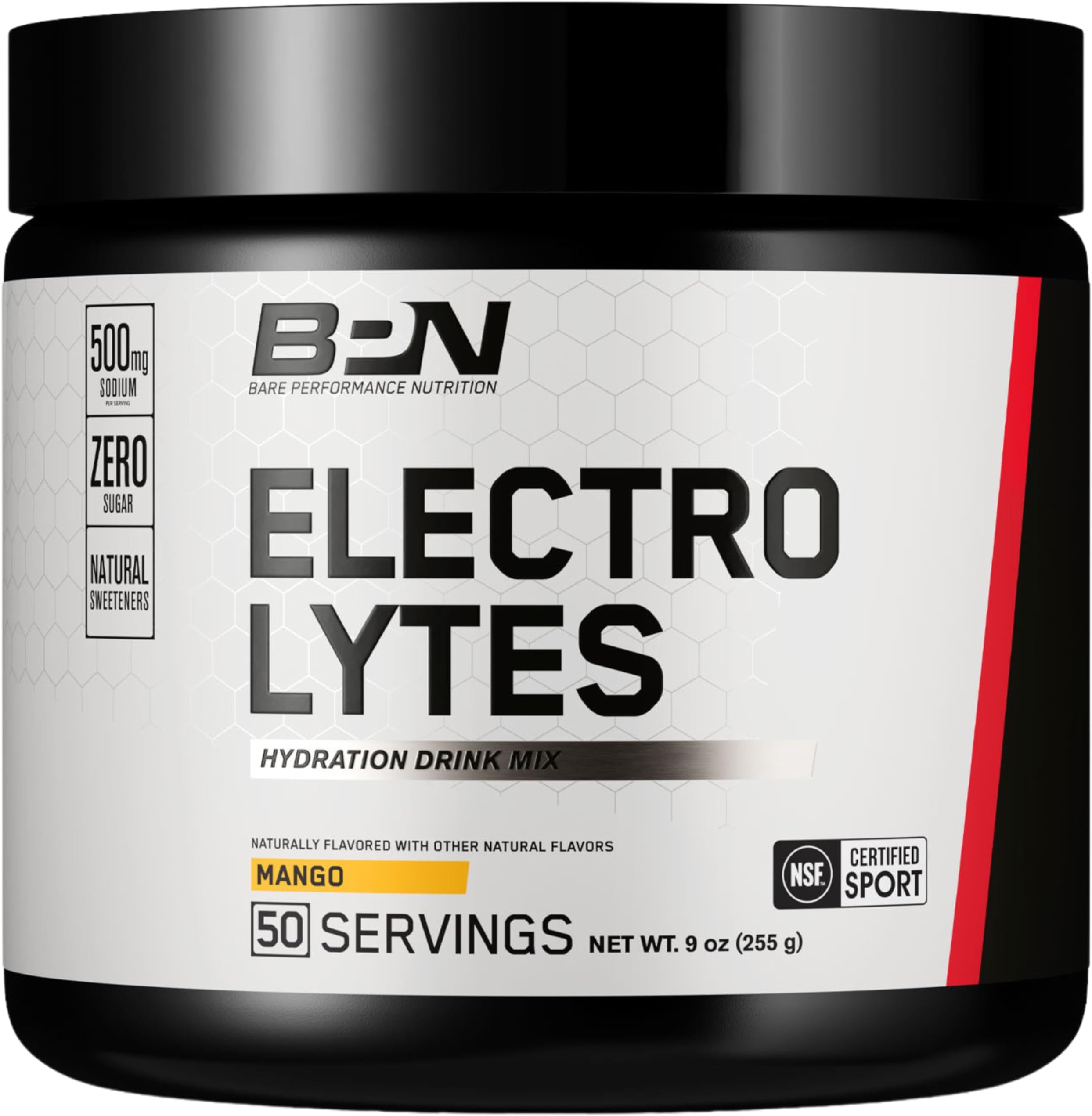 - BARE PERFORMANCE NUTRITION BPN Electrolytes Hydration Drink Mix | Sugar Free Electrolyte Powder | 500mg Sodium per Serving | Naturally Sweetened | Mango, 50 Servings