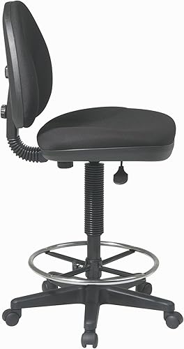 Miniatura 2 de Office Star DC Series - Silla de dibujo con asiento y respaldo esculpidos, soporte lumbar integrado y anillo ajustable para el pie, tela negra icono