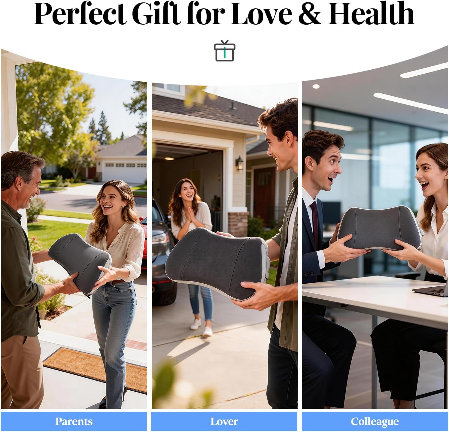 Lumbar Support Pillow for Car, Memory Foam Back Cushion Provides Lumbar Support to Relieve Back Pain, Ideal for Driving Cars and Office Chairs as a Back Support Pillow (Grey)