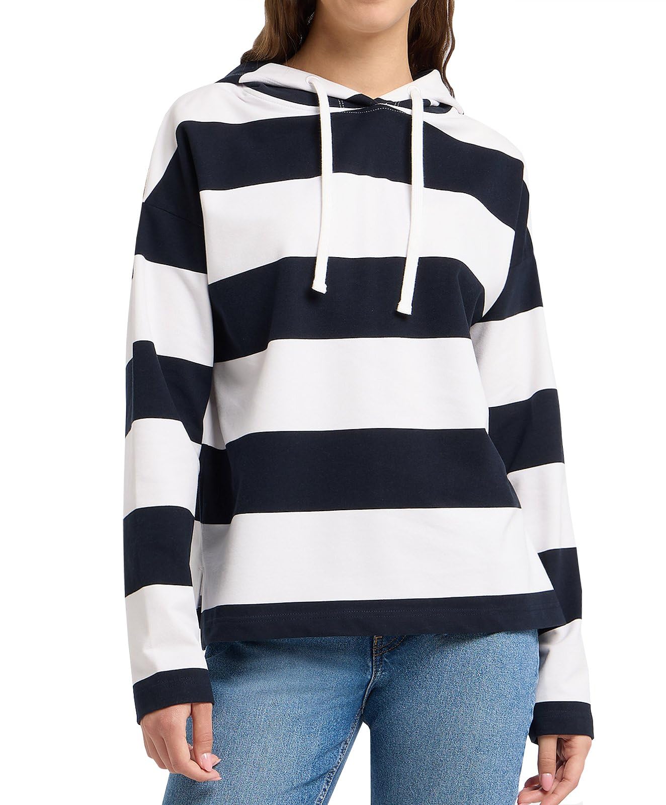 Elbsand Damen Hoodie gestreiftes Sweatshirt Pullover mit Kapuze ESWEydis