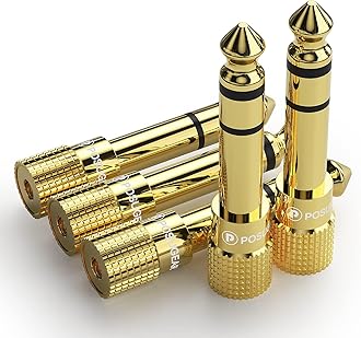 Headphone Adapter (5 Pack), 3.5mm Female to 6.35mm Male Audio Jack, Gold Plated Stereo Plug Adaptor for Digital Devices