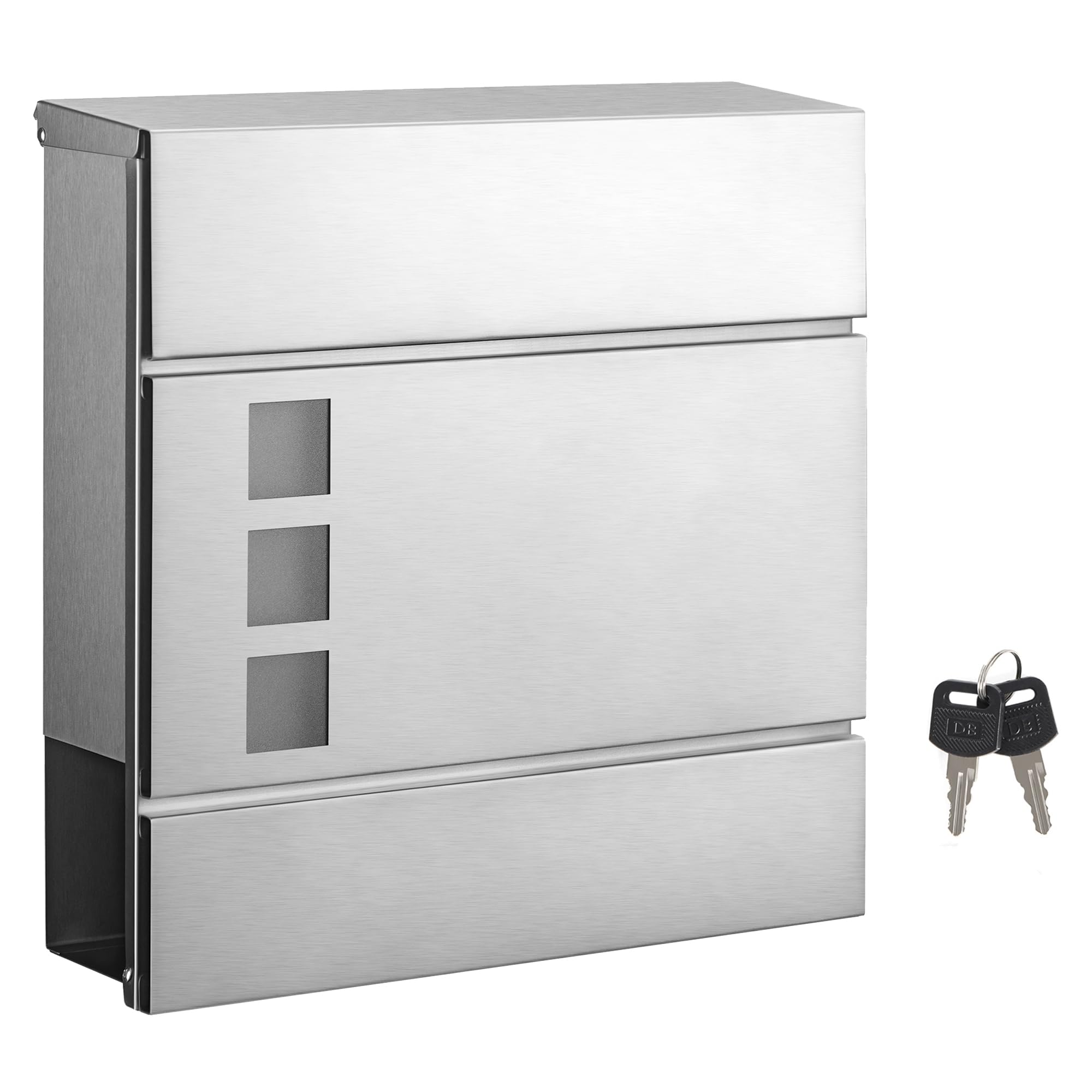 Cassetta Delle Lettere In Acciaio Inox Qobobo - Con Porta Giornale, Finestra E Chiavi, 33.2x30.7x9.4cm - Foto 6