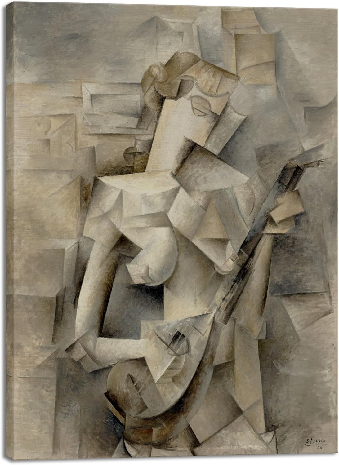 Wieco Art Canvas Prints Girl with a Mandolin 1910 by Pablo Picasso Abstract Canvas Wall Art for Wall Decor and Home Office Decorations