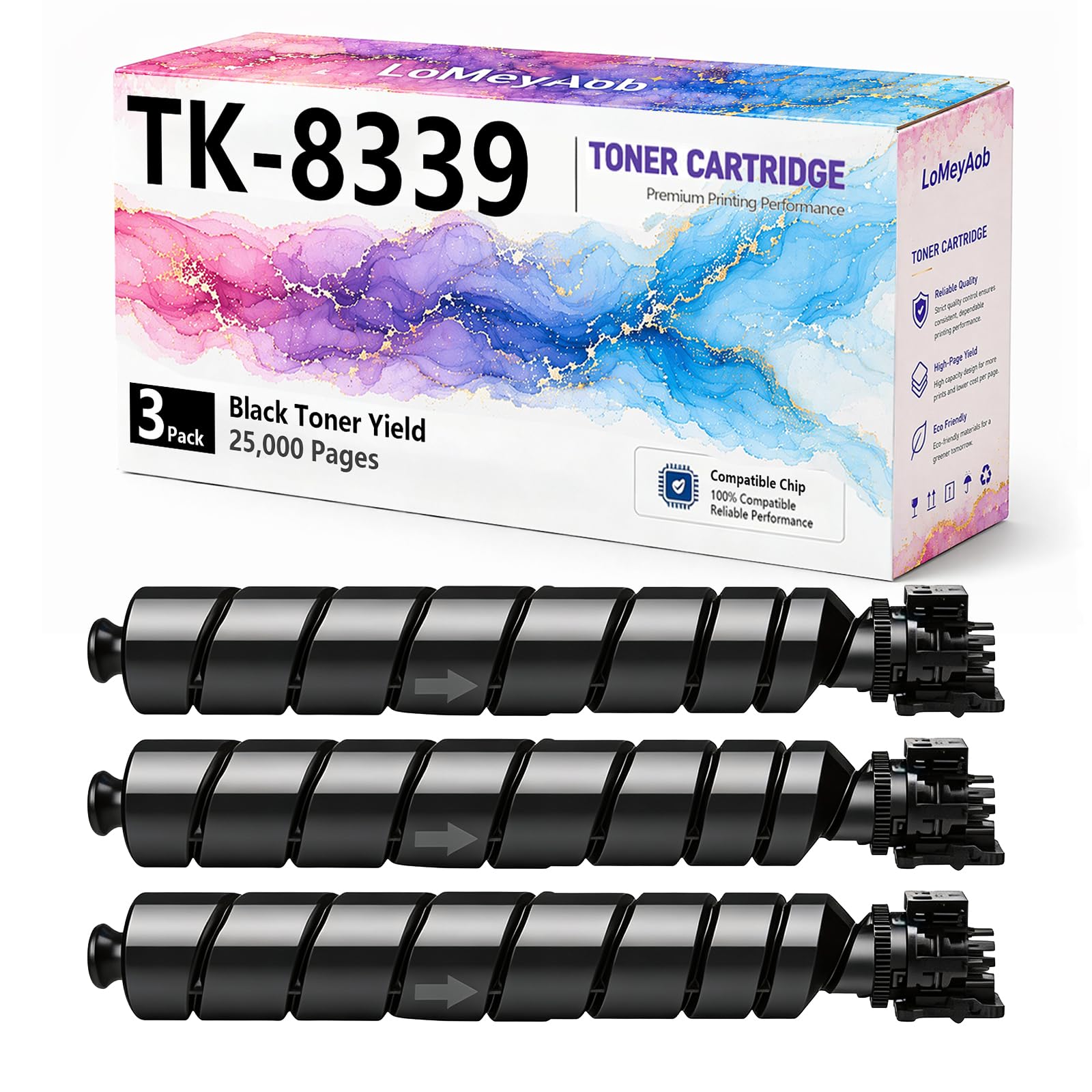 Cartuccia di toner TK-8339, sostituzione nera ad alta resa per la stampante Kyocera LaserJet 3252ci 3253ci, Stampe ad alta velocità, rendimenti elevati, 25000 pagine,3Pack