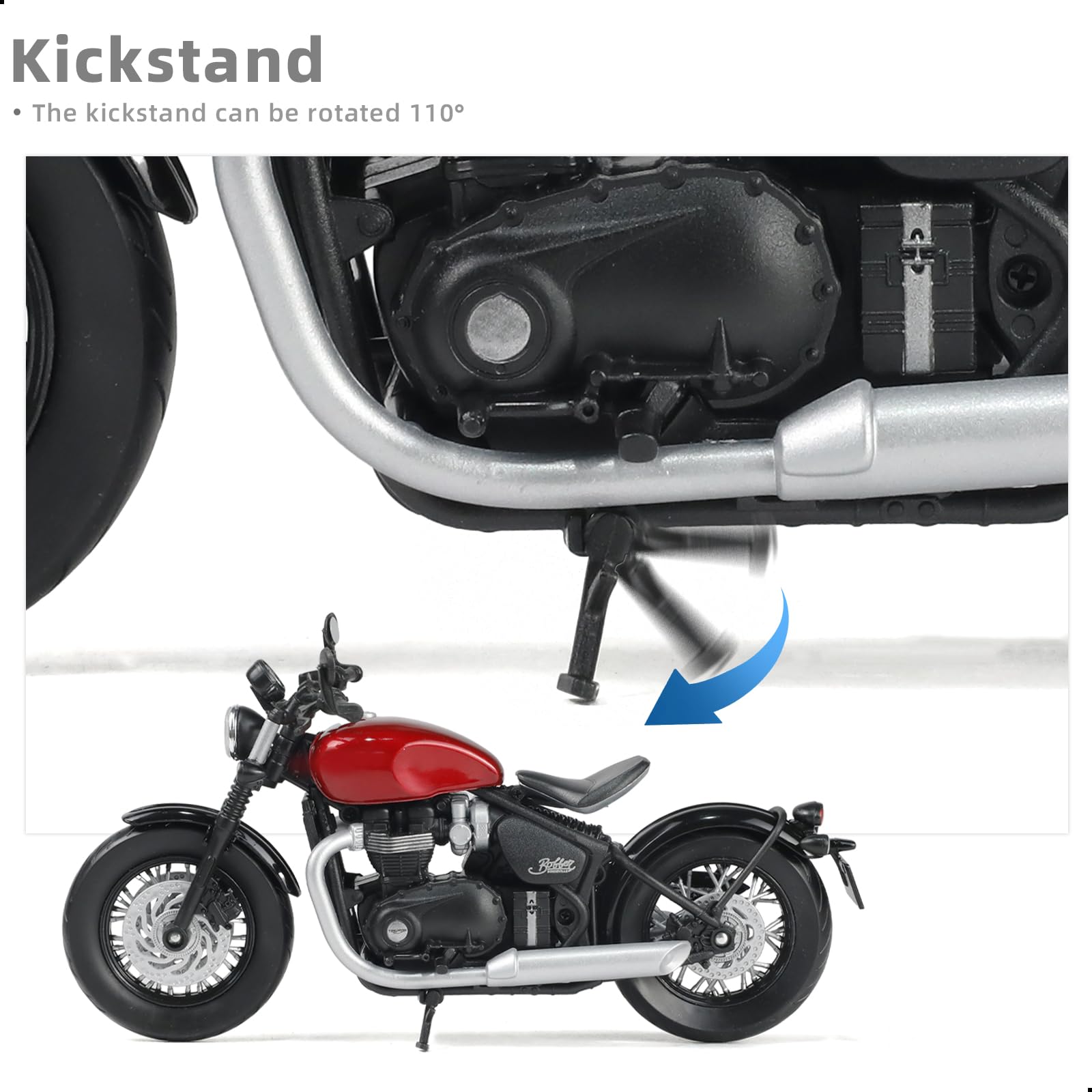 Compatible pour Triumph Bobber Bonneville 1/12 Modèle de Moto en Alliage moulé sous Pression Aucun Assemblage requis Mini Moto Collection Adulte (Rouge)
