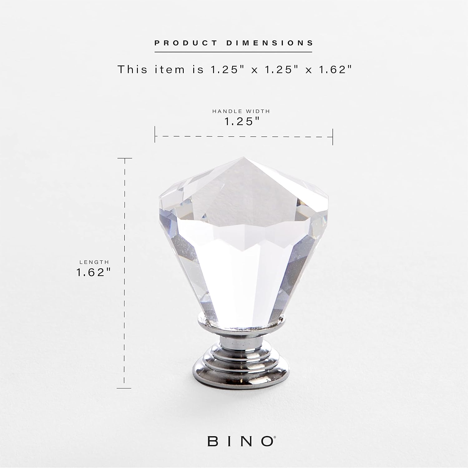 BINO 6-Pack Crystal Drawer Knobs - 1.25" Diameter (32mm), Chrome - Dresser Knobs for Dresser Drawers Crystal Knobs and Pulls Handles
