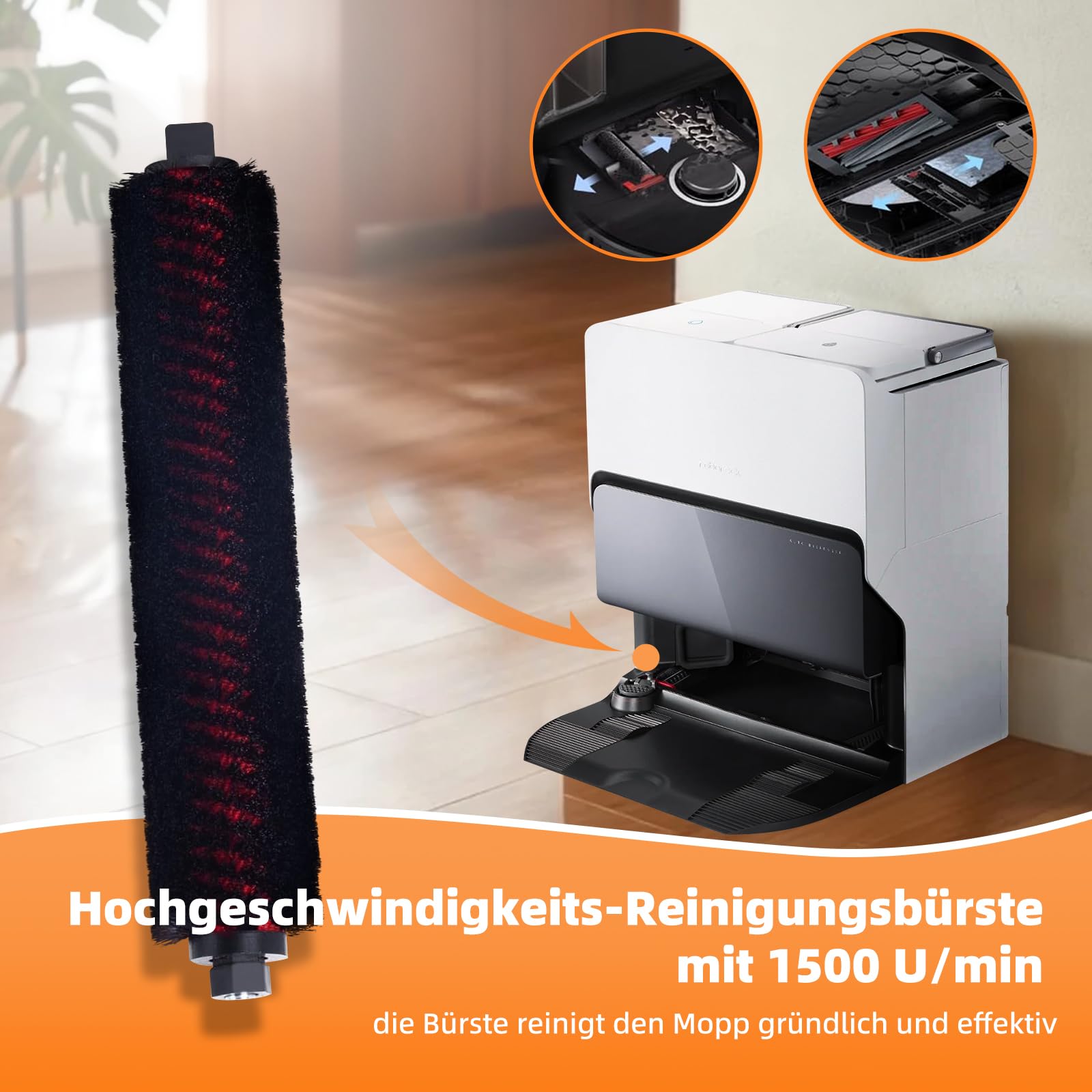 S8 MaxV Ultra Wasserfilter Wartungsbürste Reinigungsbürste und Mop Schrubber Zubehör Kompatibel mit Roborock S8 MaxV Ultra Saugroboter All-in-One-Dock Reinigungs-Tankfilter