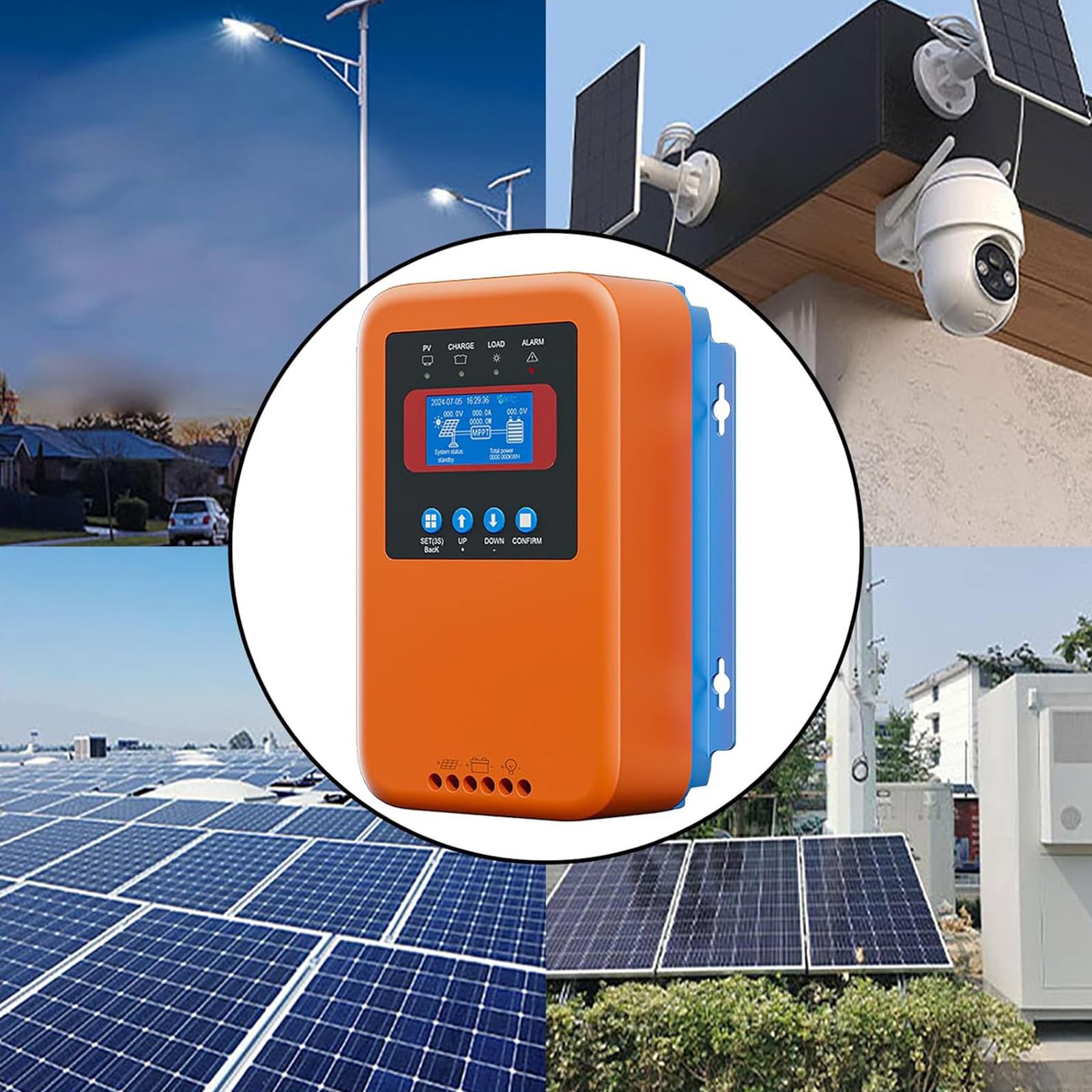 Kontroler ładowania słonecznego MPPT, inteligentny regulator słoneczny z wyświetlaczem LCD i automatycznym rozpoznawaniem napięcia 12 V/24 V/36 V/48 V, 99% sprawnością konwersji