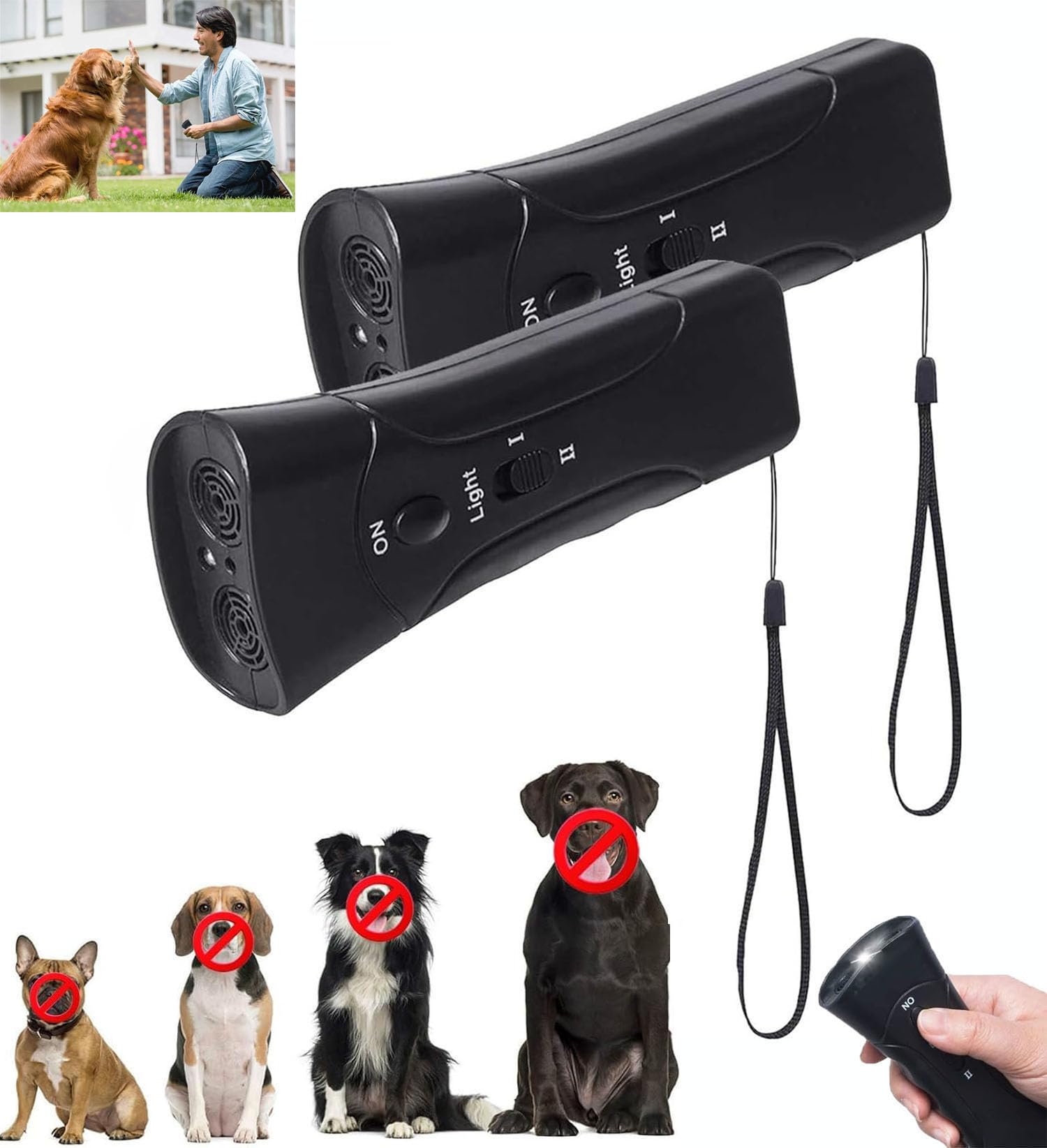 AshopfunDelupets Max Trainer Bark Control,Delupets Bark Control,Delupets Trainer,Dog Deterrent Device,Anti-Barking Control Device for Dogs (2 Pcs)