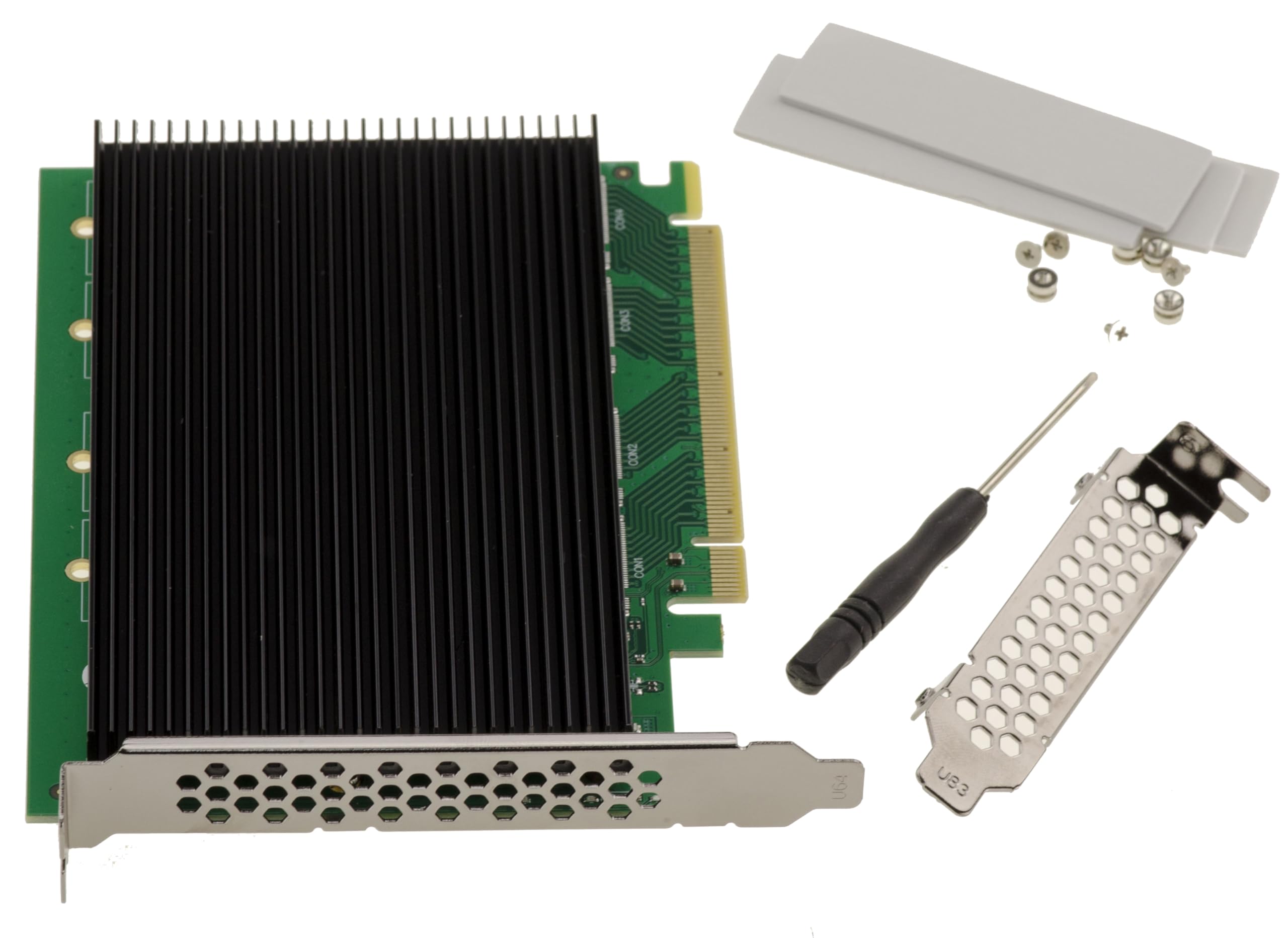 KALEA-INFORMATIQUE Karta kontrolera PCIe Gen 5.0 x16 dla 4 dysków SSD M.2 NVMe M Key z chipsetem PI6CB33402 PCIe5 64 GB/s
