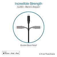 Vista 4 de Naztech Cargador de cable Lightning, duradero, redondeado, de carga rápida de 12 pies, cable Lightning certificado USB-C a MFi compatible