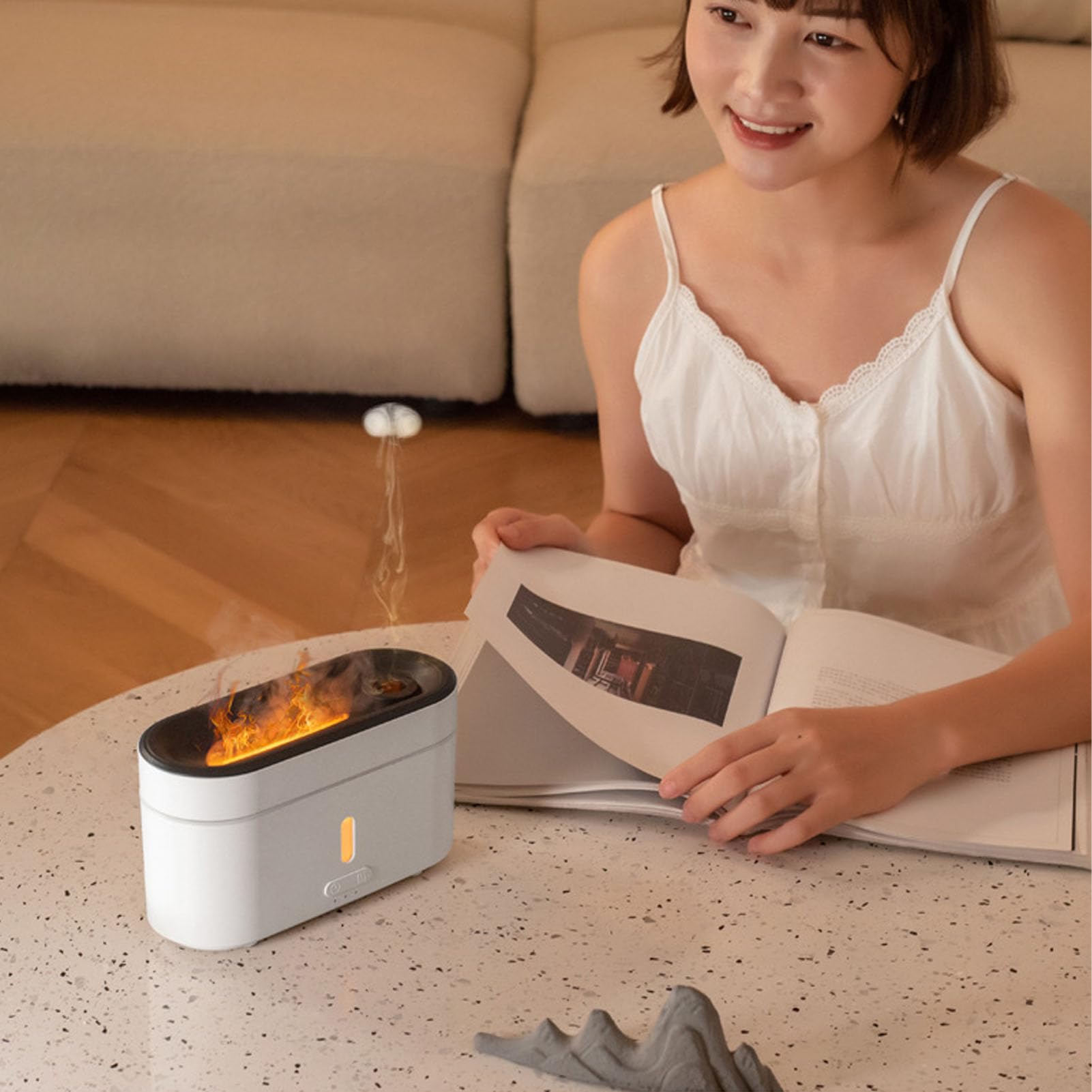 Diffuseur d'arôme de Flamme de 300ml, humidificateur d'arôme par atomisation, alimenté par USB avec lumière LED