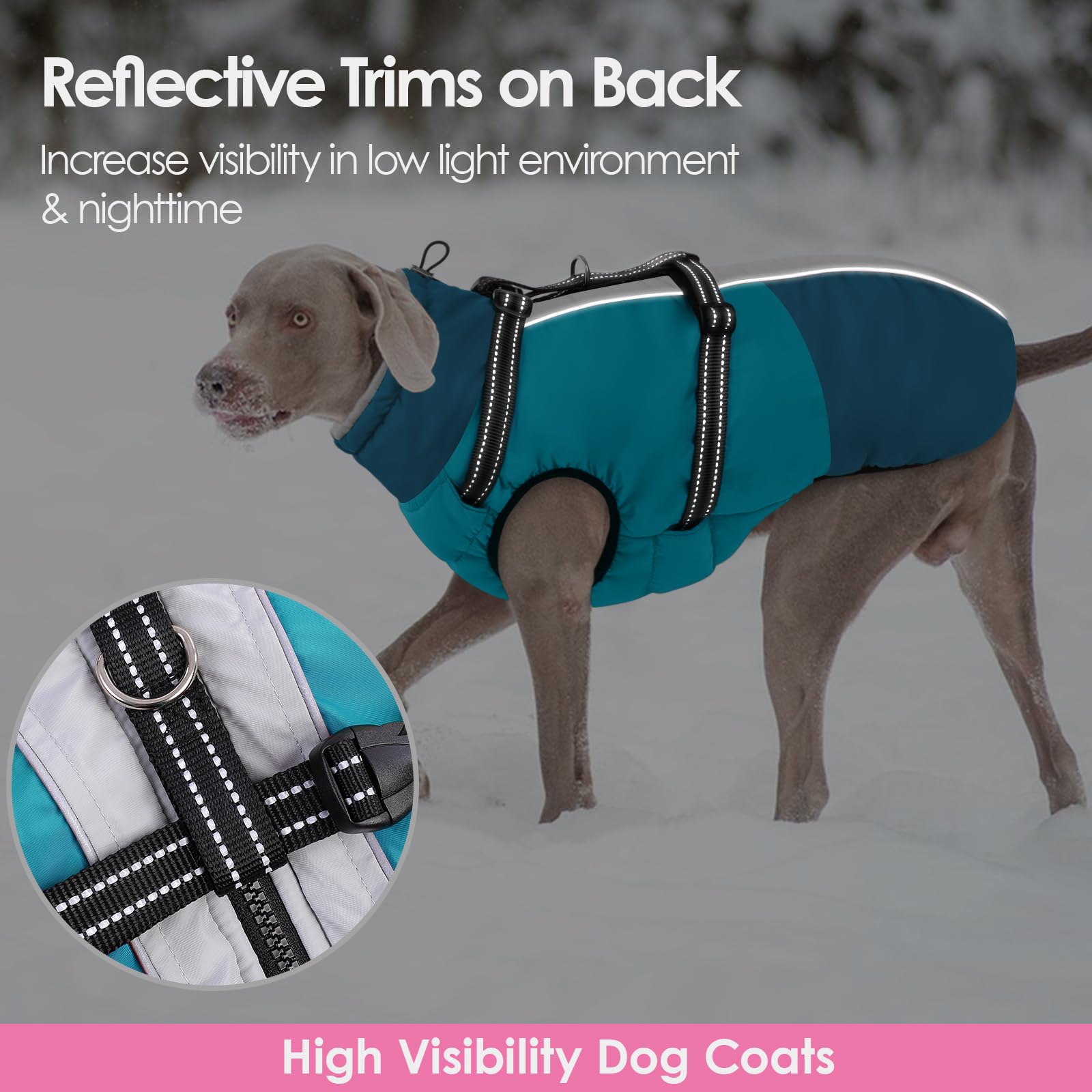 AOFITEE Cappotto per cani di taglia grande, impermeabile con imbracatura, caldo cappotto foderato in pile per cani di taglia grande, tuta da neve, giacche con cerniera per cani per il freddo, per