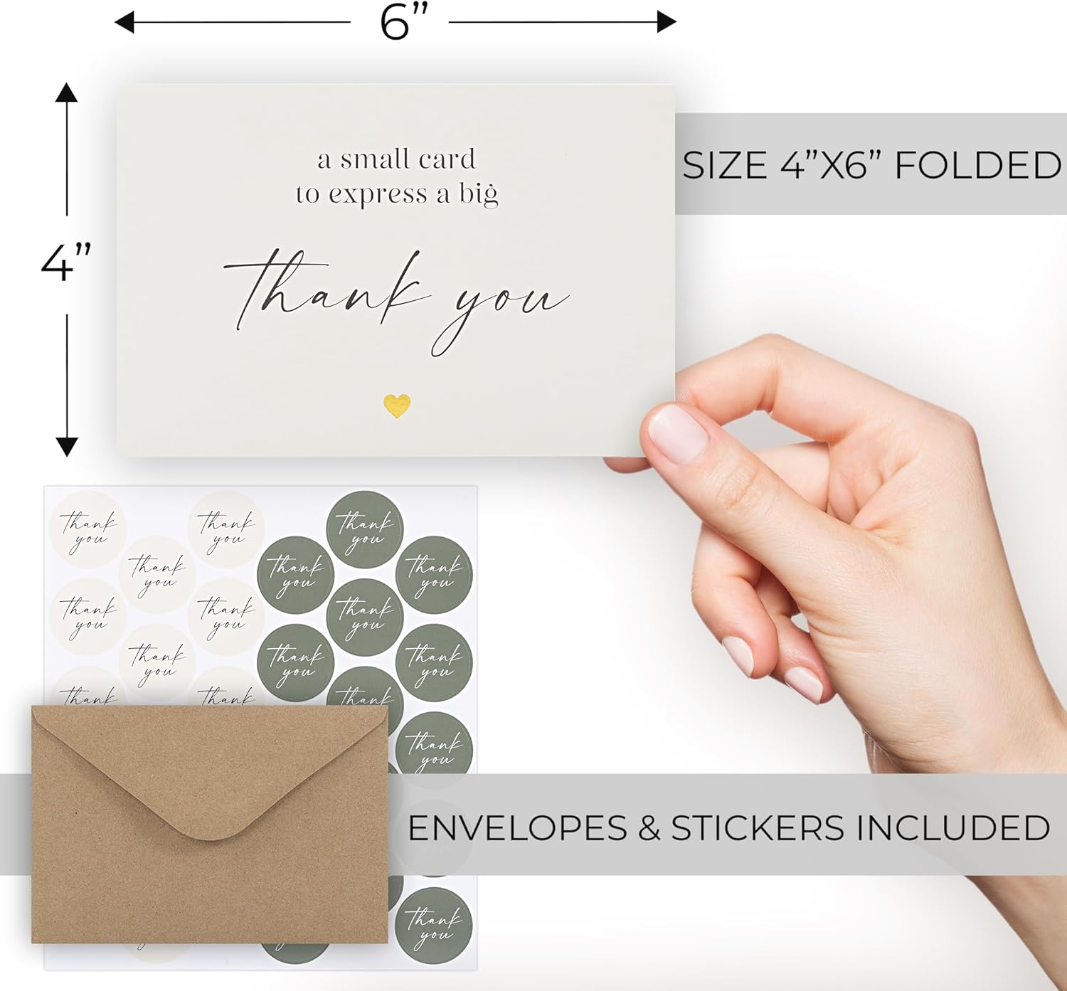 Beautiful Thank You Cards Set of 30 With Envelopes and Stickers - Modern Blank Cards For Personalized Notes - Perfect Bulk Stationary Set For All Occasions incl. Weddings, Business & Baby Showers - Image 3