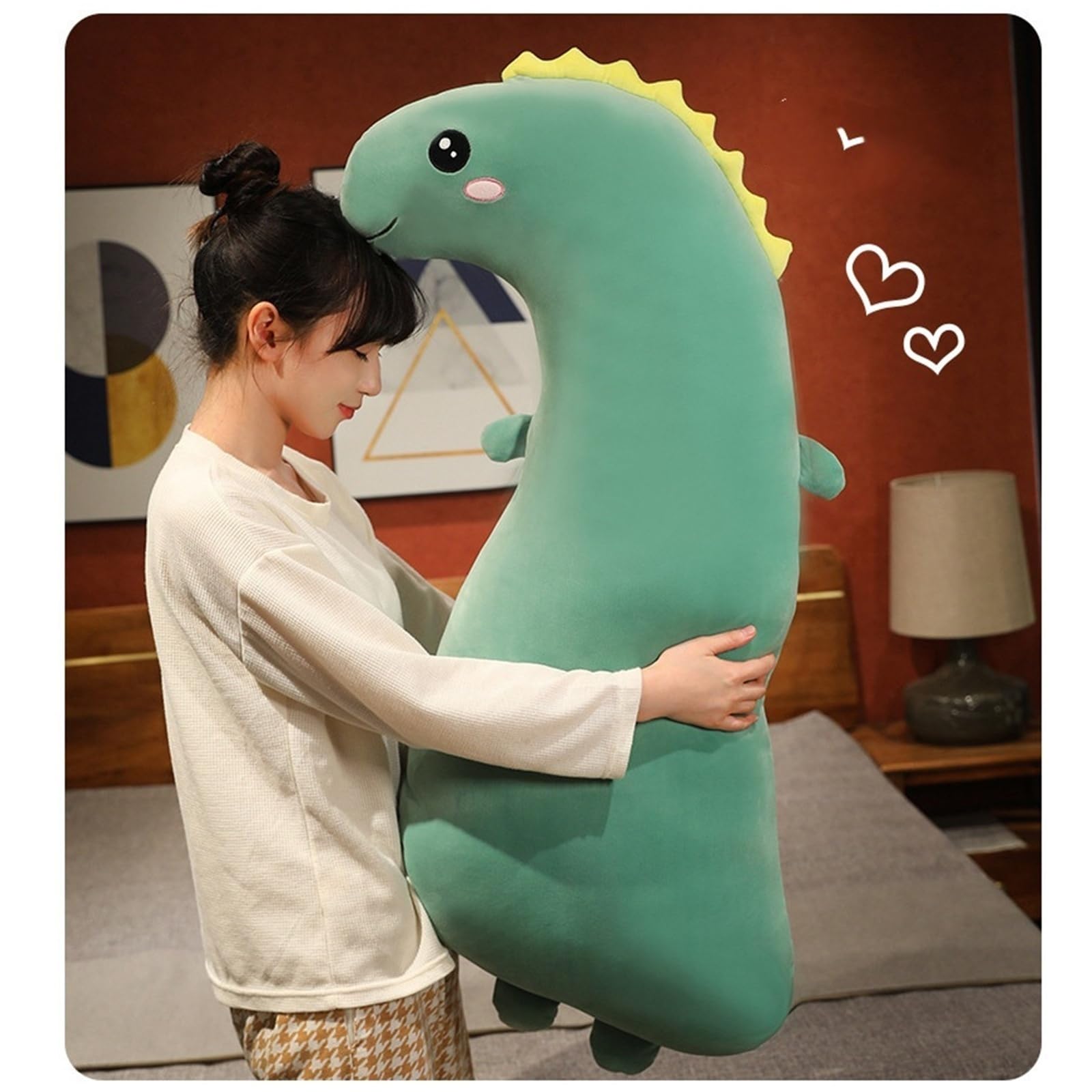 Peluche De Dinosaurio, Suave Tierno Almohada Larga Abrazar Muñeco De Peluche Realista Juguete De Regalo para Niños Niñas(Pink)