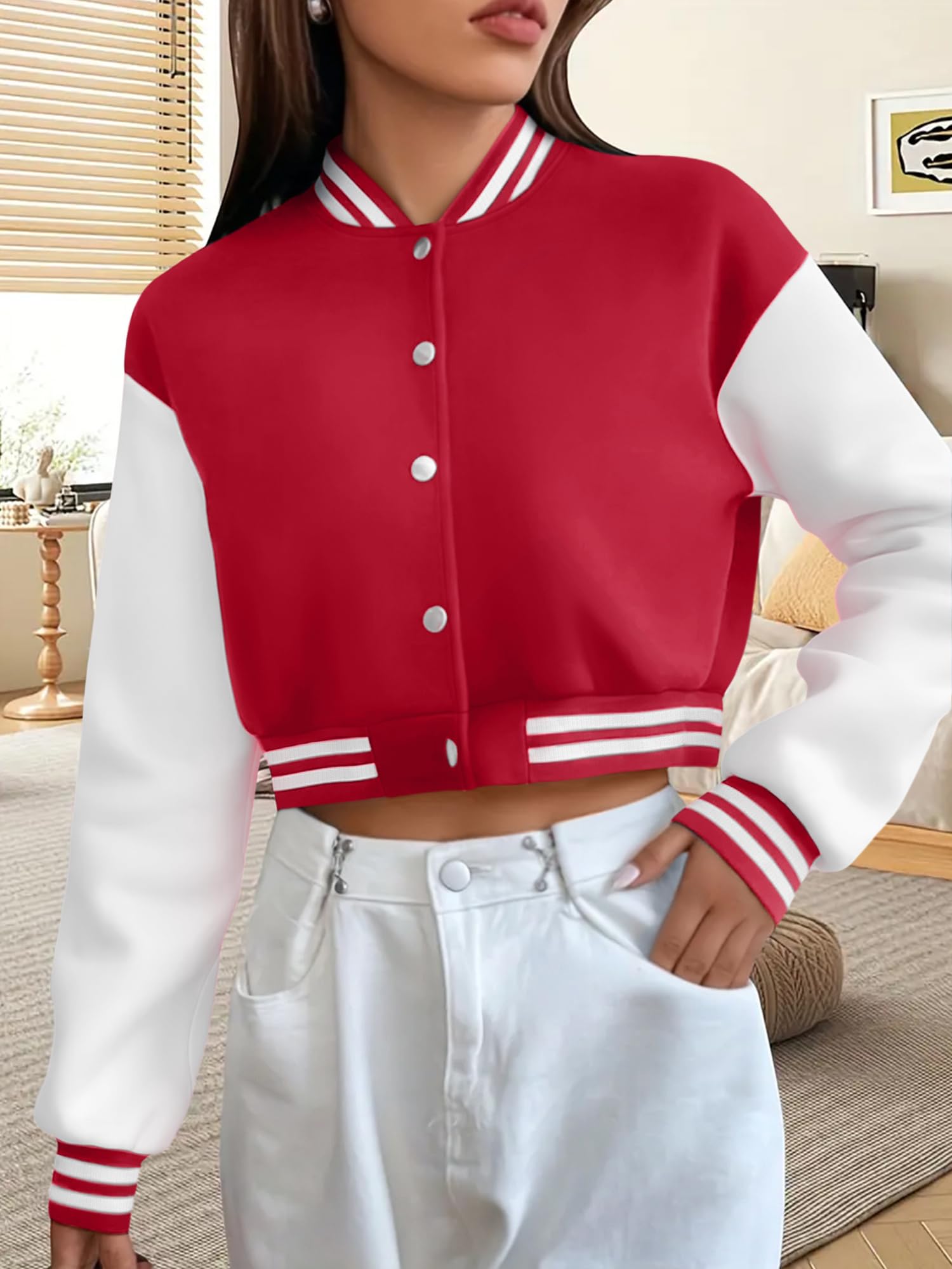 2026 Spring Autumn European And American Women Solid Color Single-Breasted Baseball Jacket Sports Coat