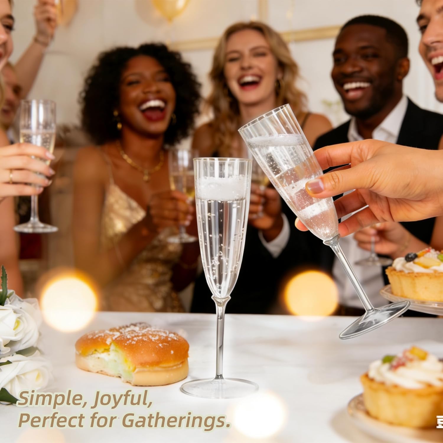 18Pack Clear Plastic Champagne Flutes, 5 OZ Hard Disposable Plastic Champagne Flute, 1-Piece Disposable Champagnes Glasses Ideal for Home, Daily Life, Party, Wedding, Toasting Drinking - Image 7