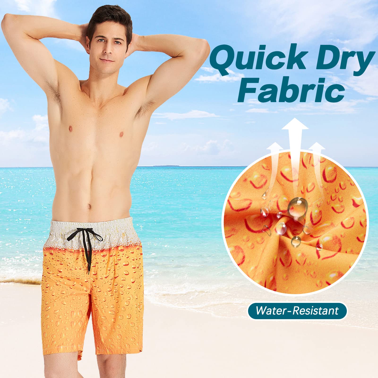 TUONROAD Badehose für Herren Lustig Bier 3D Bunt Badeshorts Schnelltrocknend Kurze Hose Badehosen Männer Jungen mit Mesh Futter S-3XL