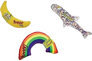 Yeowww! 100% Organic Catnip Variety Pack Trio Bundle with Rainbow, Banana & Pollock Catnip Toys