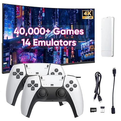 2026 New M15 Retro Game Stick with 40,000+ Built-in Classic Games, 14 Emulators, 4K HDMI Video Games Console, Plug & Play TV Game Stick with Dual