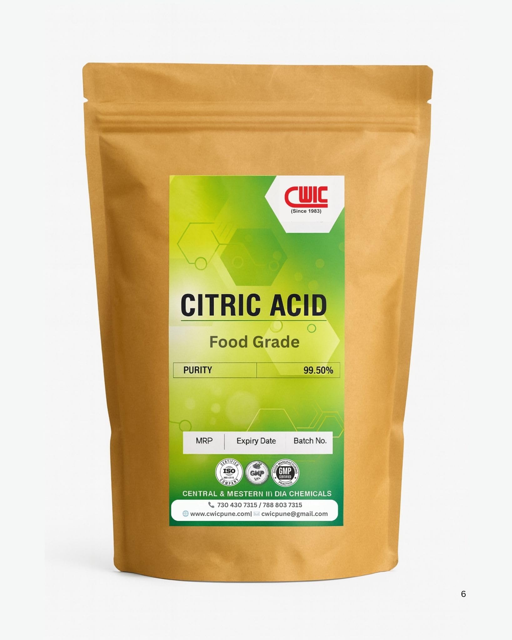 CWIC Citric Acid Powder Food Grade – 500 g | For Cooking, Candy Making, Paneer, Canning & Cleaning | Resealable Pouch