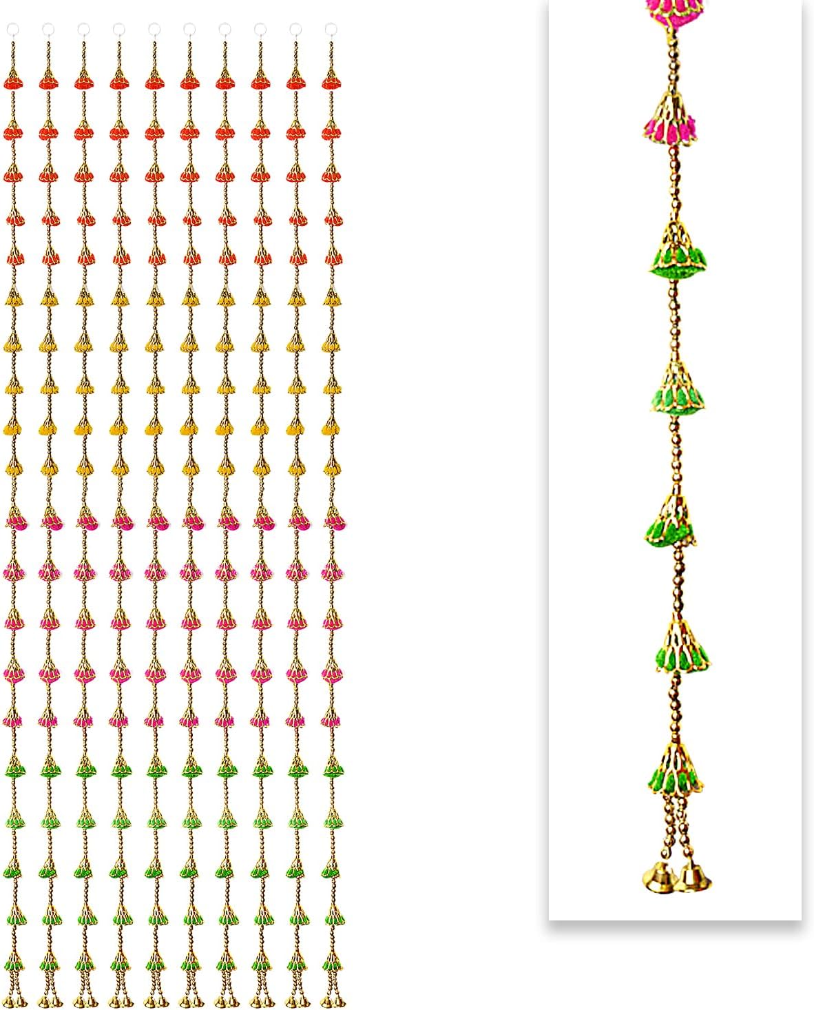 SATVIK 10 pc Set of Hanging Latkan Backrop for Diwali, Navratri and Indian Party Decoration. Indoor Outdoor Bandanwar for Parties Indian Wedding Puja Pooja Festival Theme Décor Traditional Bandhanwar