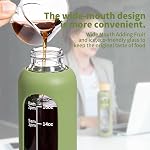 FrutPunch 18 OZ Glass Water Bottles, Water Bottle with Time Marker, Leakproof Glass Water Bottles with Silicone Sleeves, Suitable for Offices and Gyms (Green)