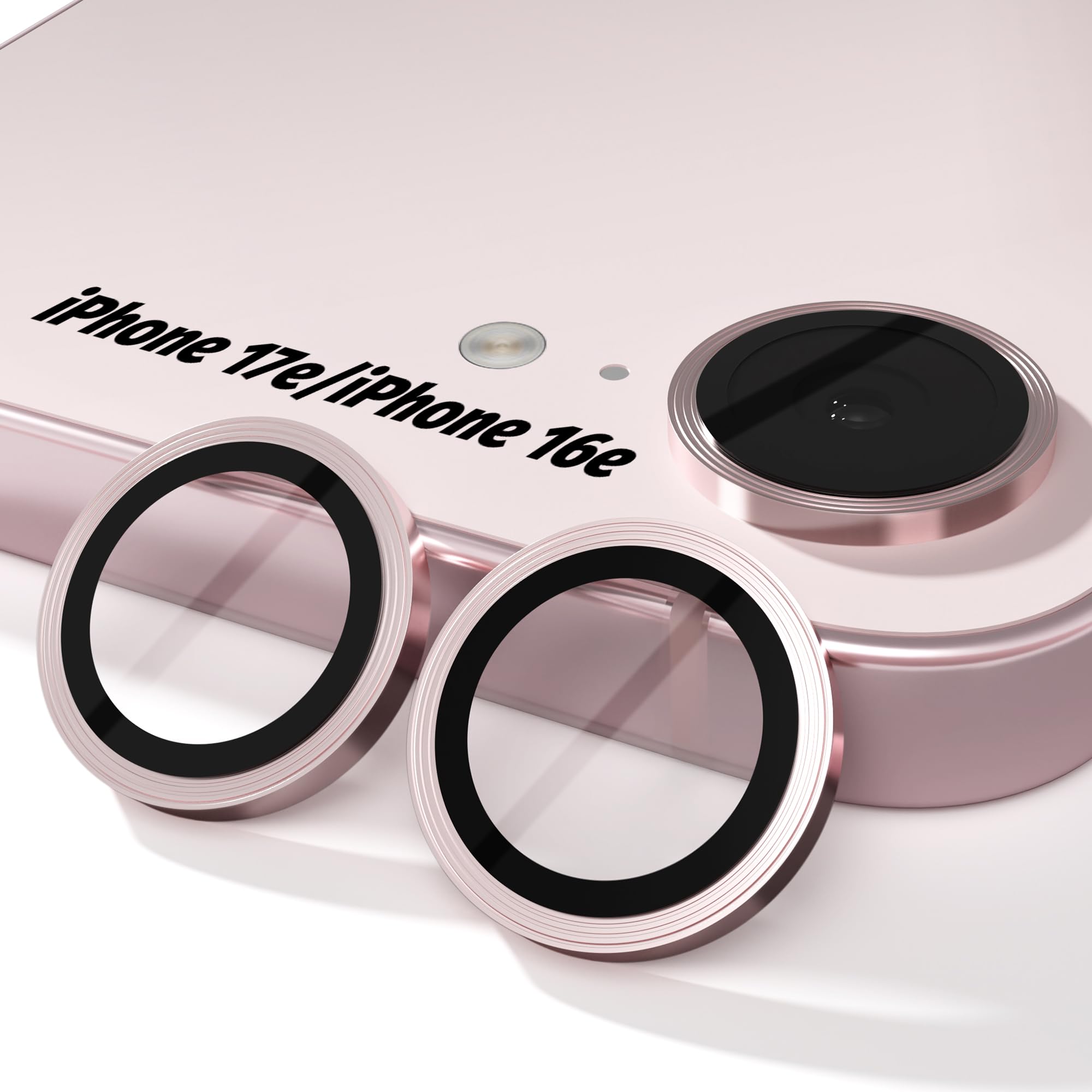 Orzero 9H Glass Camera Lens Protector for iPhone 17e/16e-Pink, 3 Pack