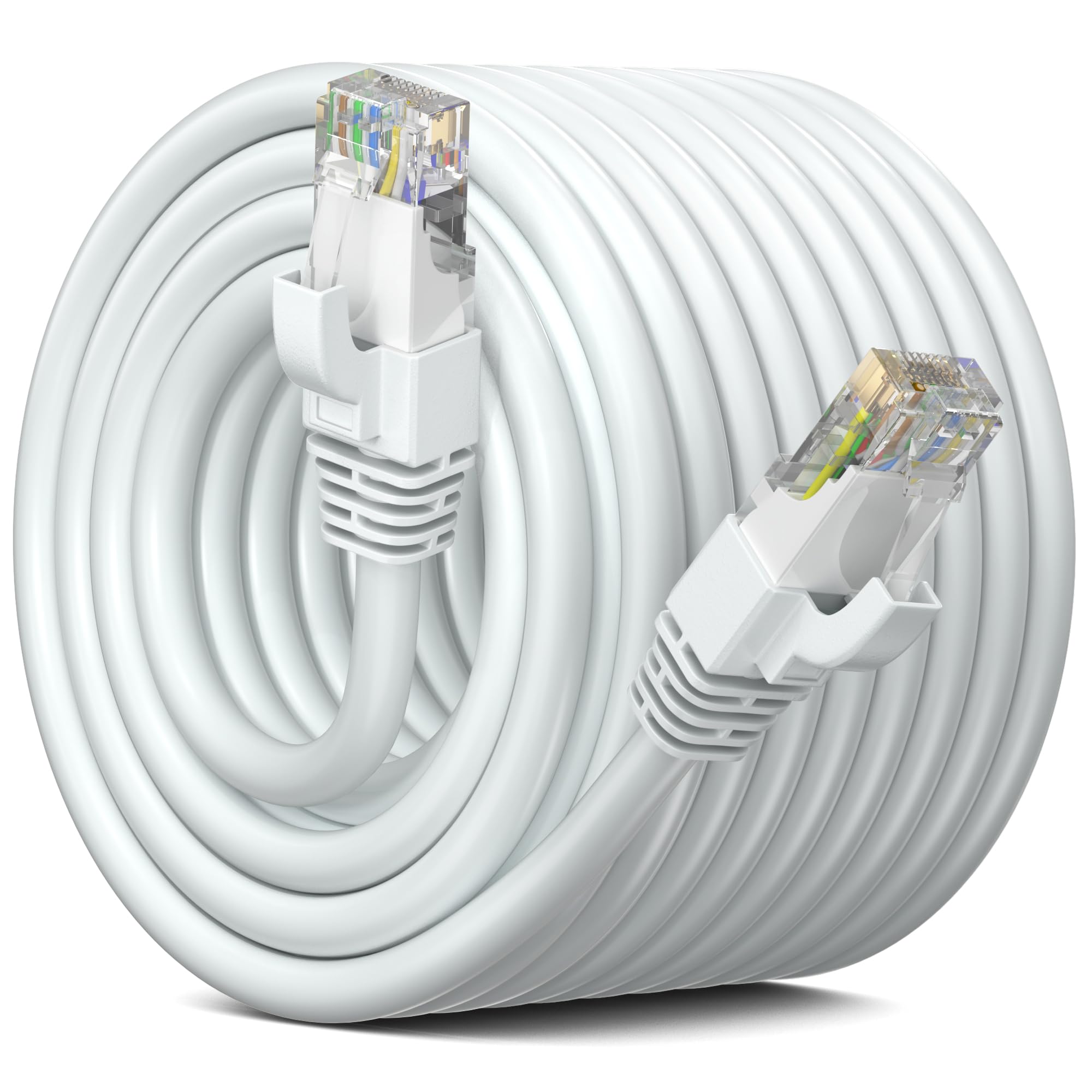 Maximm Cat 6 Ethernet Cable 200 Ft,Cat6 Cable, LAN Cable, Internet Cable, Patch Cable and Network Cable - UTP (White) 200 Feet ethernet Cord