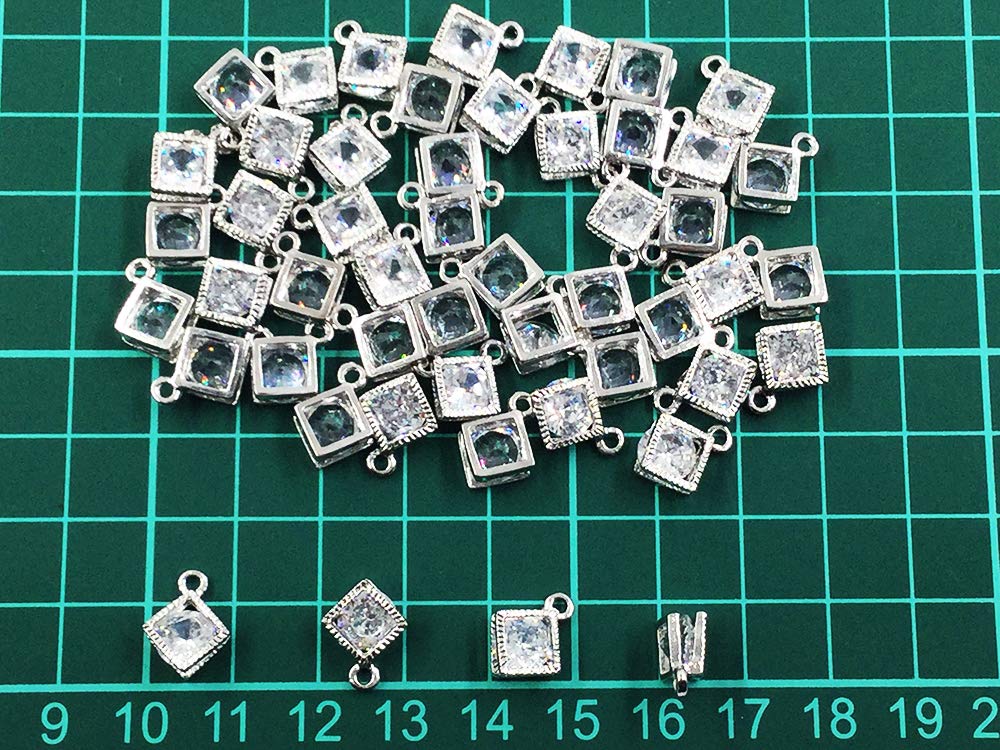 Amazon.co.jp: チャーム パーツ スクエア シルバー 50個 アクセサリー