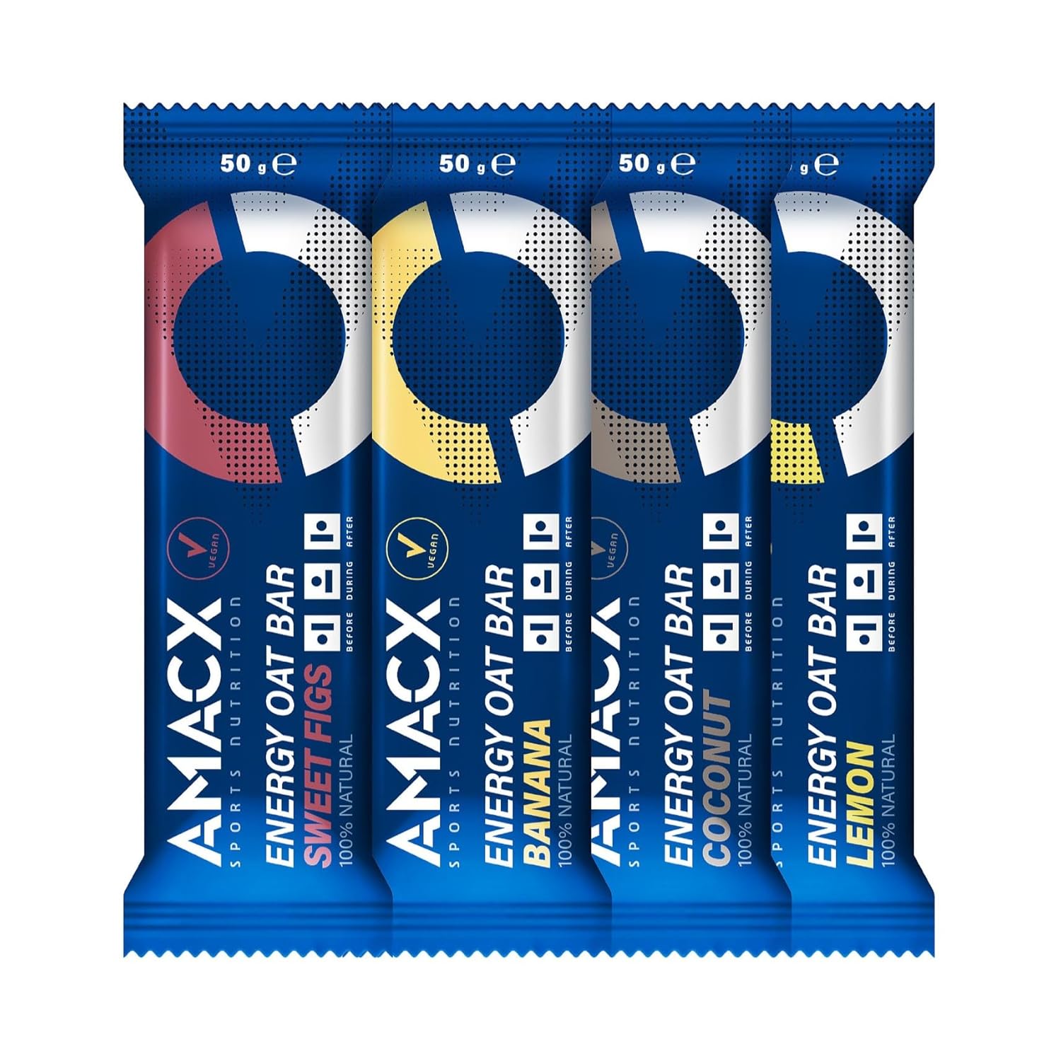 AMACX Energy Oat Bar for Endurance Sports – 12 x 50g – Energy Bars Carbohydrate mix (31g) – Vegan Protein Bar with 50mg magnesium – Running & Hiking Snacks – Healthy Oatmeal Power Bars - Banana
