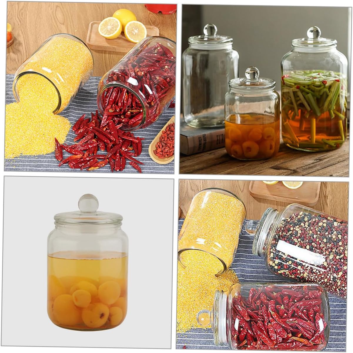 Zerodeko Glass Sealed Jar and Food Storage Canister 2l 2pcs, Airtight Glass Grain Container with Lid for Tea Coffee Nuts, Kitchen Pantry Moisture-proof Storage