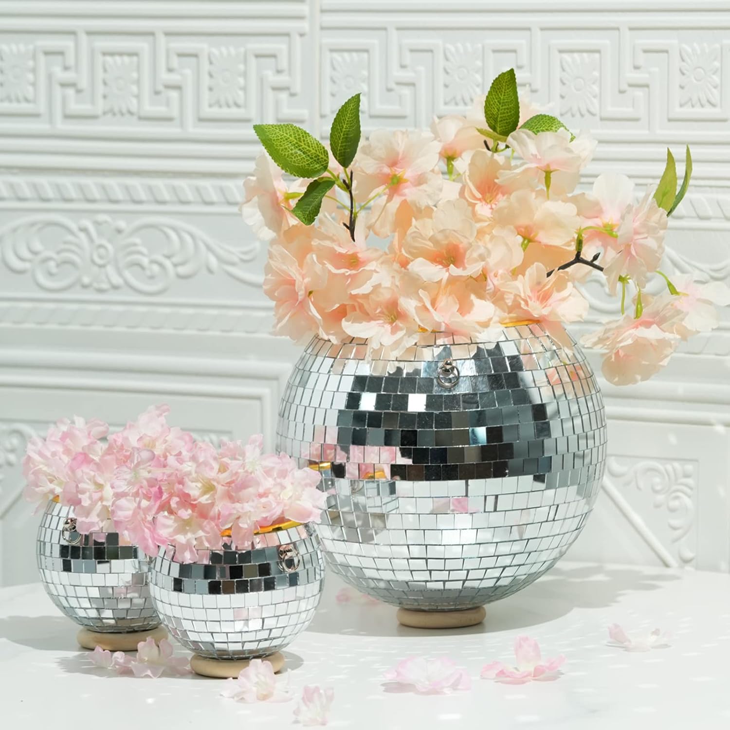 Disco Ball Planter, 8"+4" x 2 Disco Ball Hanging Planter