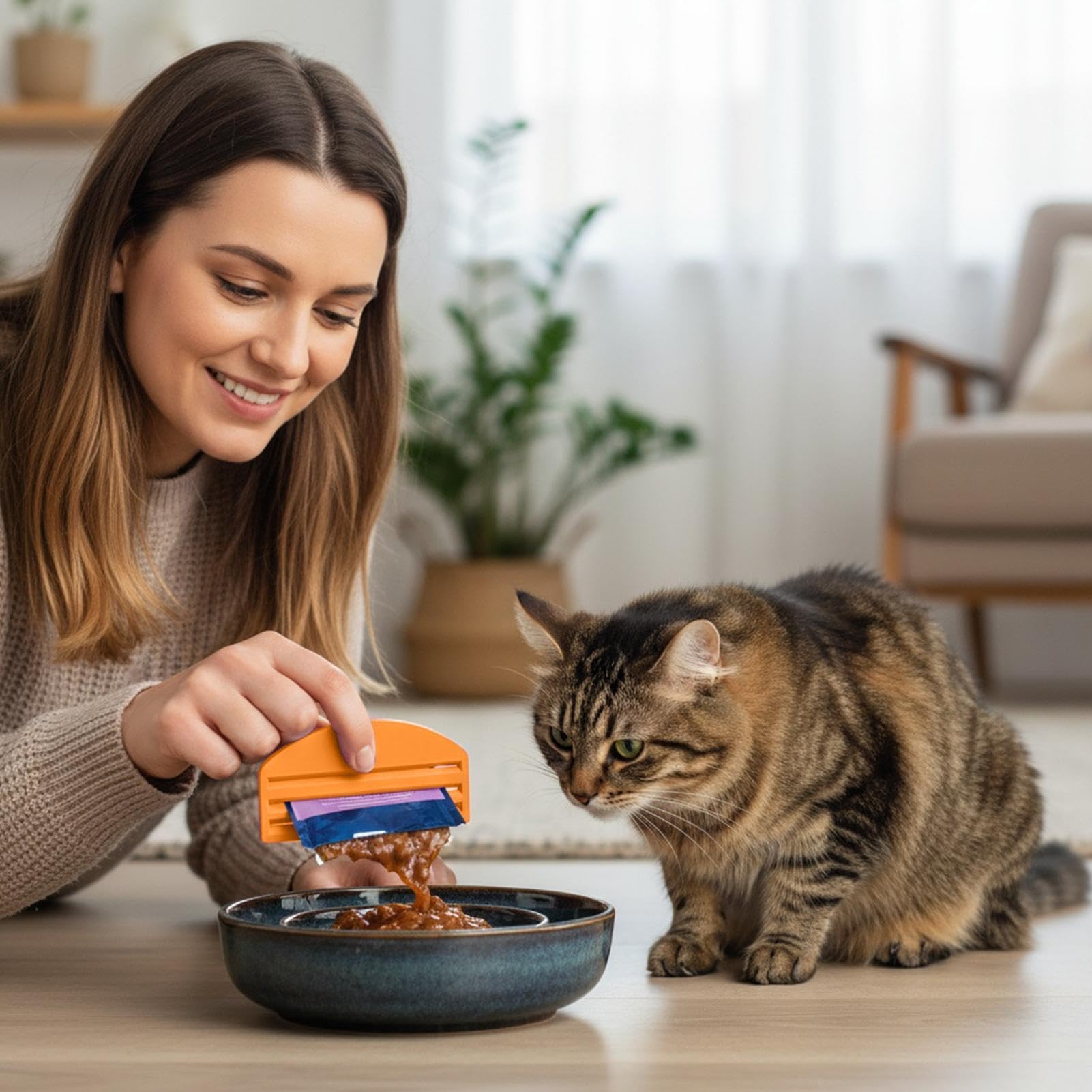 Presse-sachet de nourriture pour chat – Outil d'alimentation pour une distribution facile des friandises | Clip à rouleau avec poignée de préhension, aide à presser complètement les paquets de