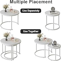 Vista 8 de Garden 4 you Nesting Coffee Table, 23.6" Round Coffee Table Set of 2, Wooden Nesting Table Set with Metal Frame, Side Tables for Living Room Bedroom
