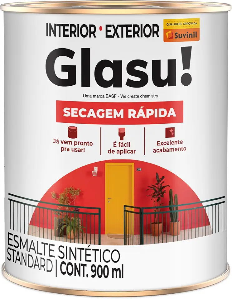 Tinta Esmalte Sintetico Glasu Suvinil Secagem Rápida 900ml Branco Neve