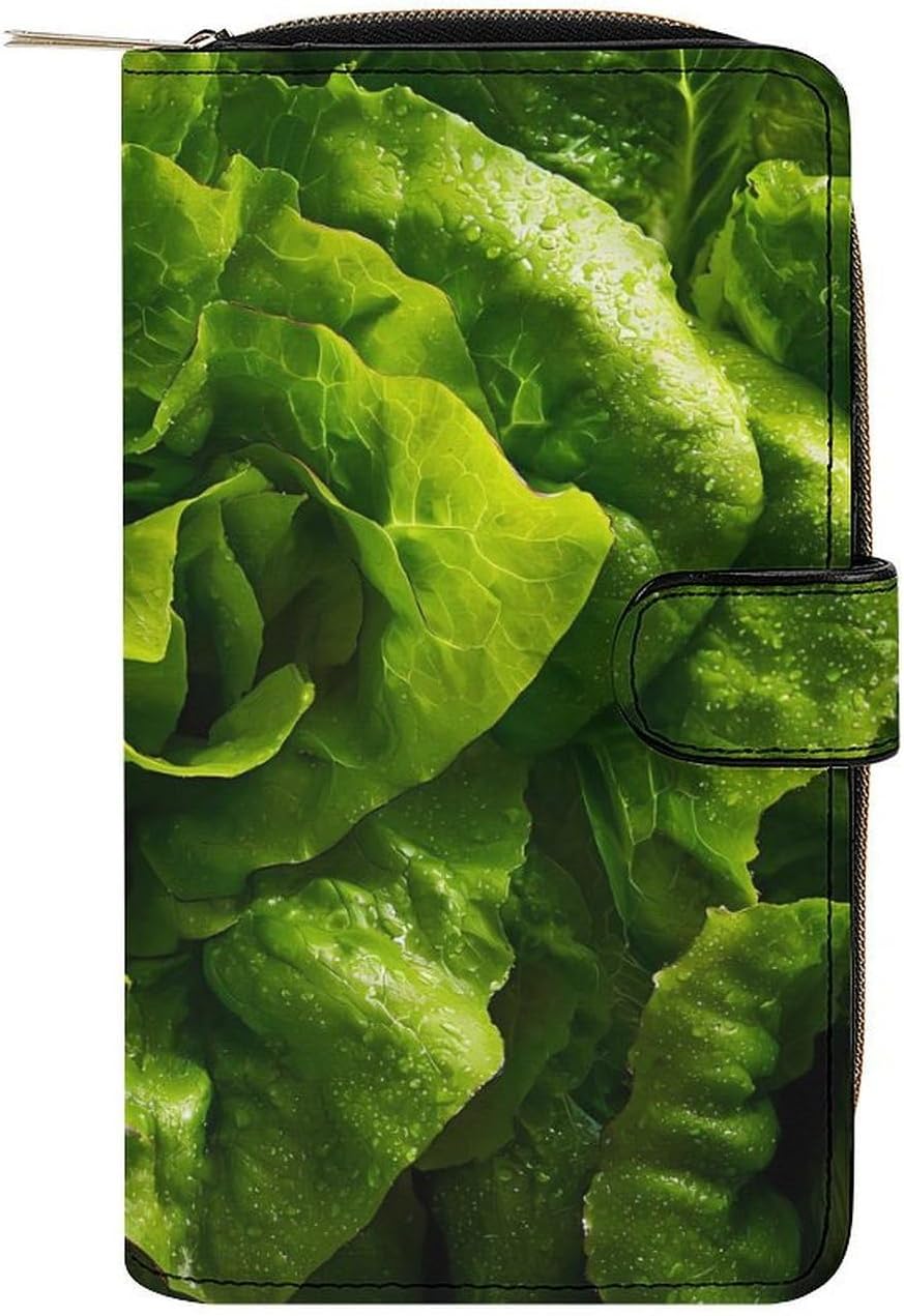 Lettuce Vegetable Women's Long Wallets Leather Purse Fold Clutch Credit Card Holder