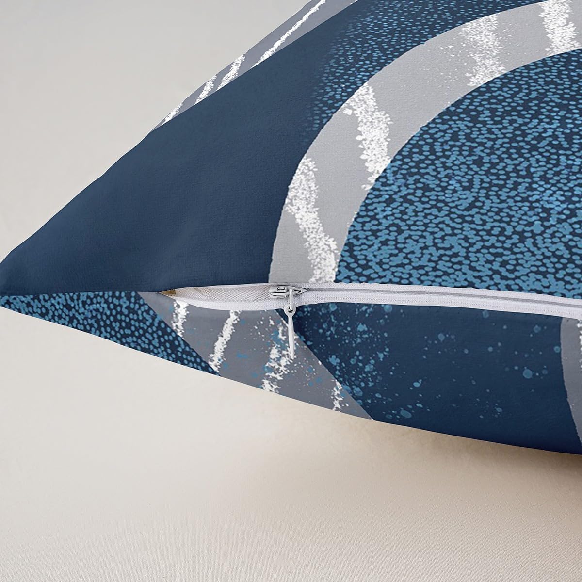 Blue Gray Circles Throw Pillow Cover Watercolor Modern Geometric Lines Swirls Pillow Case for Teens Adults Gradient Tie Dye Simple Grid Cushion Cover for Couch Chairs 24x24 Inch