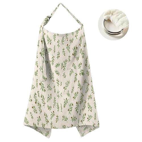 Miniatura 10 de Funda de lactancia de muselina para madres lactantes, 100% algodón, ligero y transpirable, chal de privacidad con aro rígido ajustable, delantal