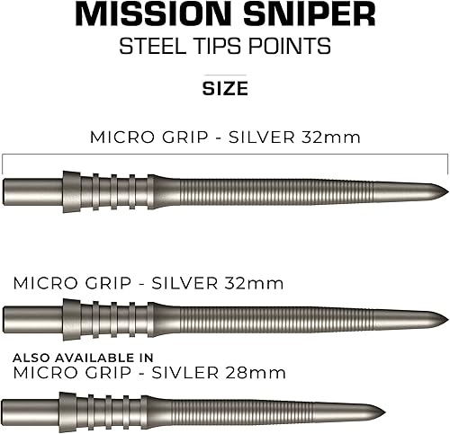 Miniatura 2 de Mission Darts Puntos de francotirador - Micro Grip Plata 1.260 in