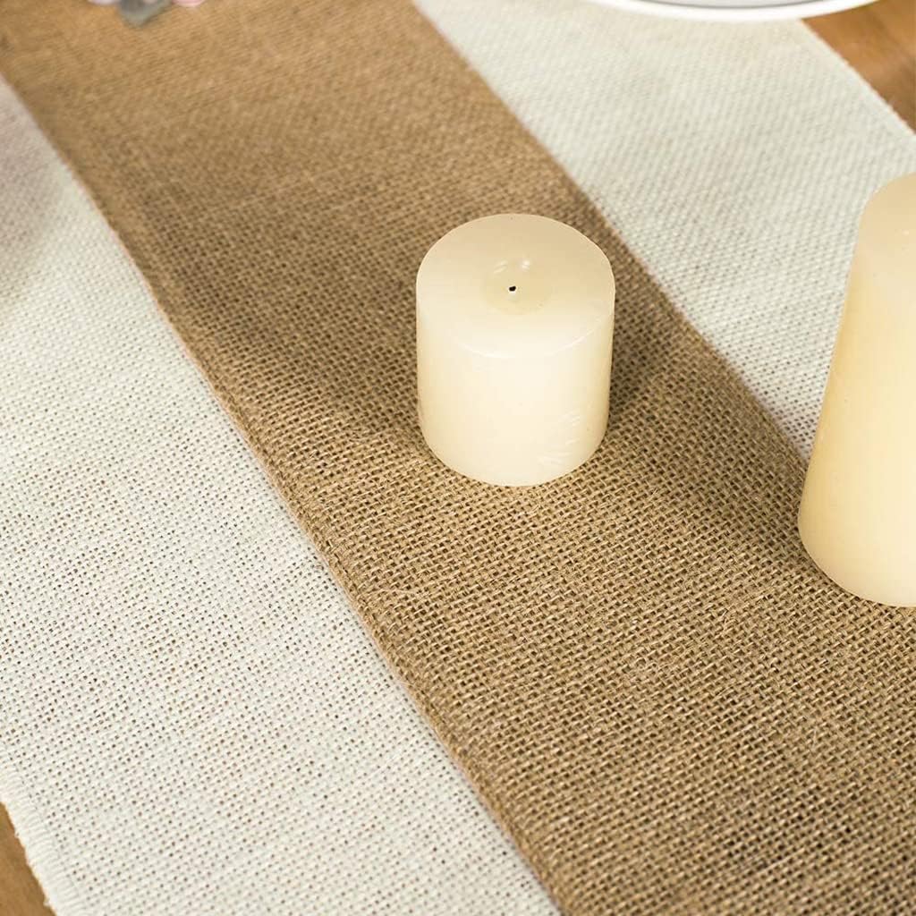 Burlap Table Runner Splicing Table Runner for Wedding Shower Rustic Home Farmhouse Dining Table Decor(E,30x240cm)