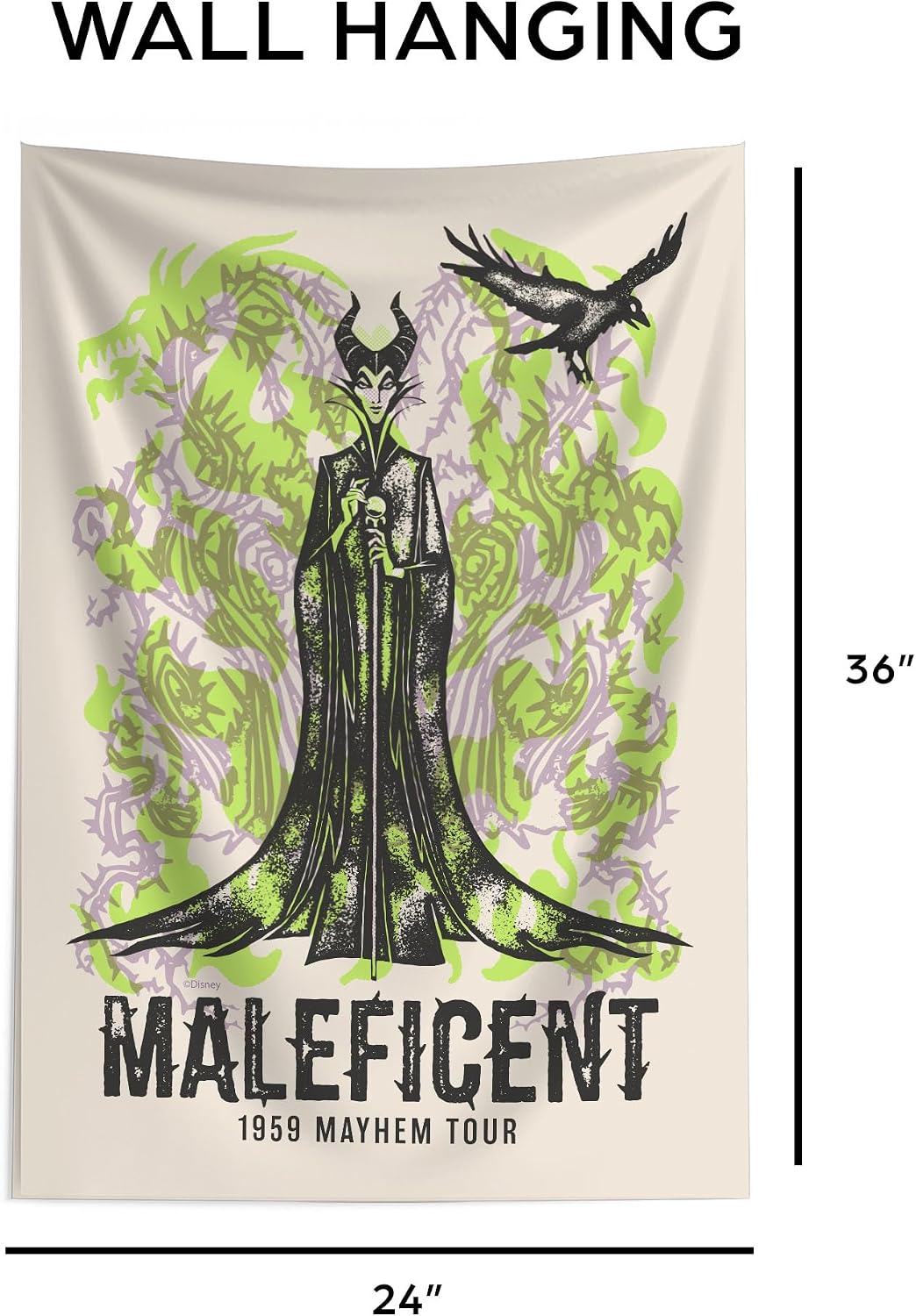 Northwest Disney Maleficent Mayhem Tour Tapestry Wall Hanging 24 × 36 Inches Soft Decorative Tapestry for Bedroom Living Room or Home Décor