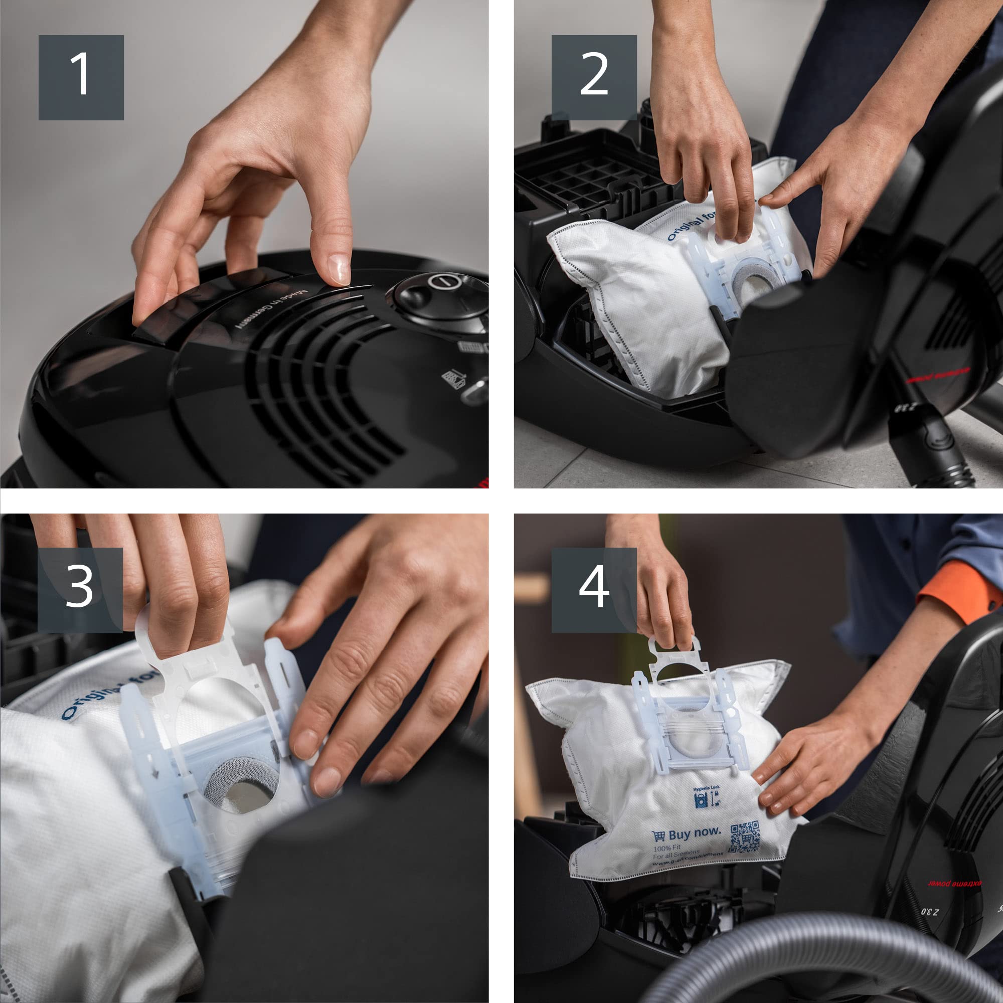 Siemens VSZ3XTRM11 Aspirapolvere Z3.0 extreme power 41l/s, tecnologia a compressione, sistema di filtraggio Ultra Hepa