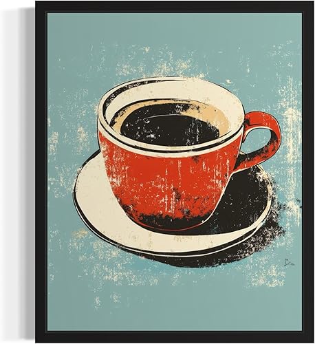 Póster con impresión de arte pop de taza de café, arte retro vintage para pared, obras de arte clásicas para decoración de dormitorio, sala de
